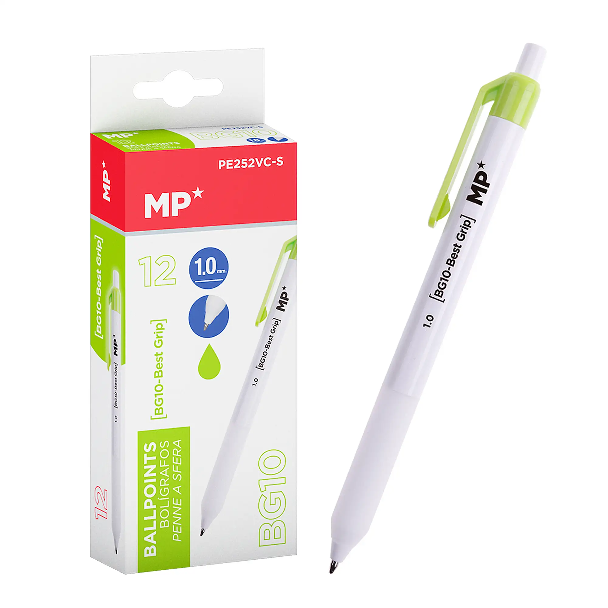 PACK 12 BOLÍGRAFOS 1.0 mm VERDE CLARO
