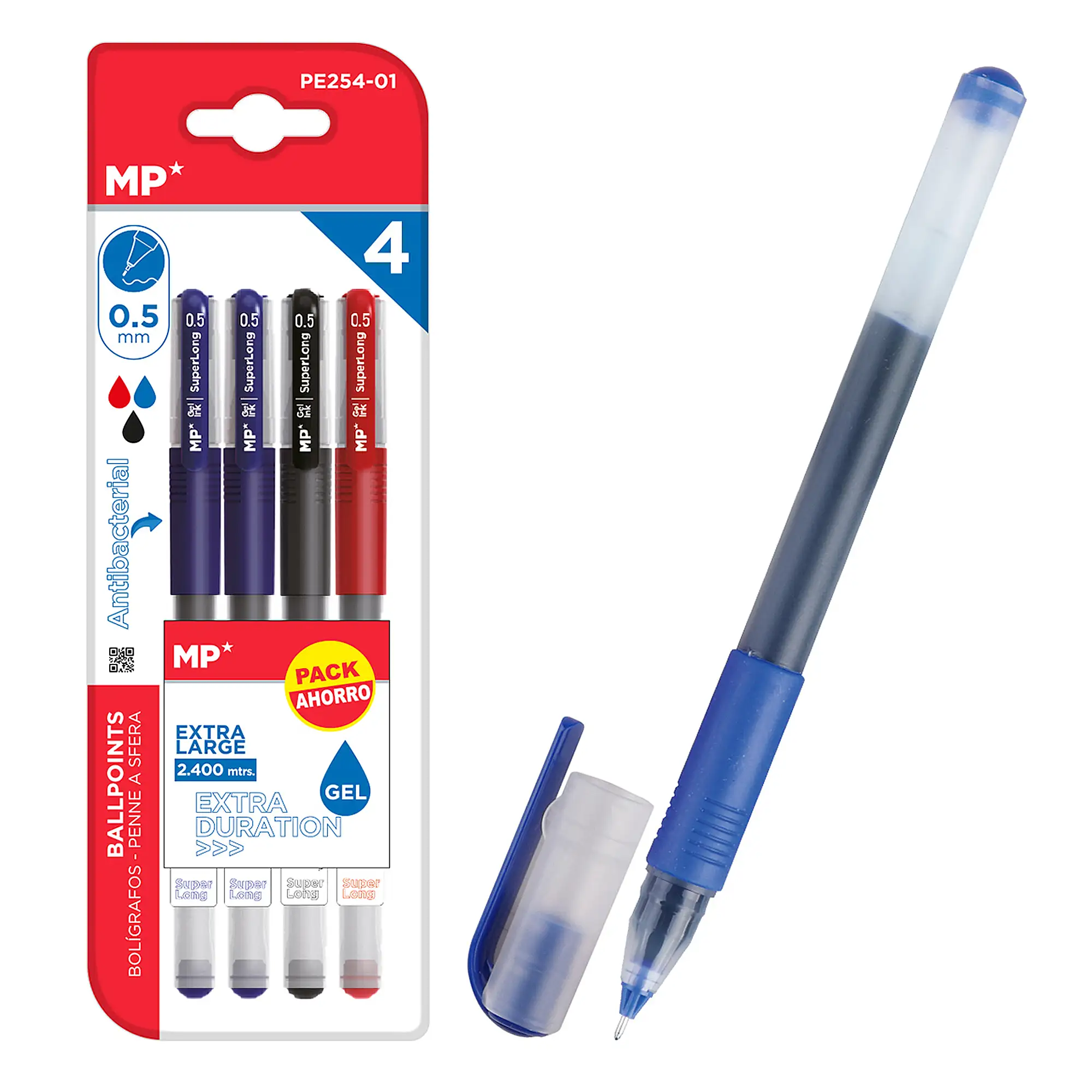 SET BOLÍGRAFOS TINTA GEL PUNTA 0.5 mm 4 Uds.