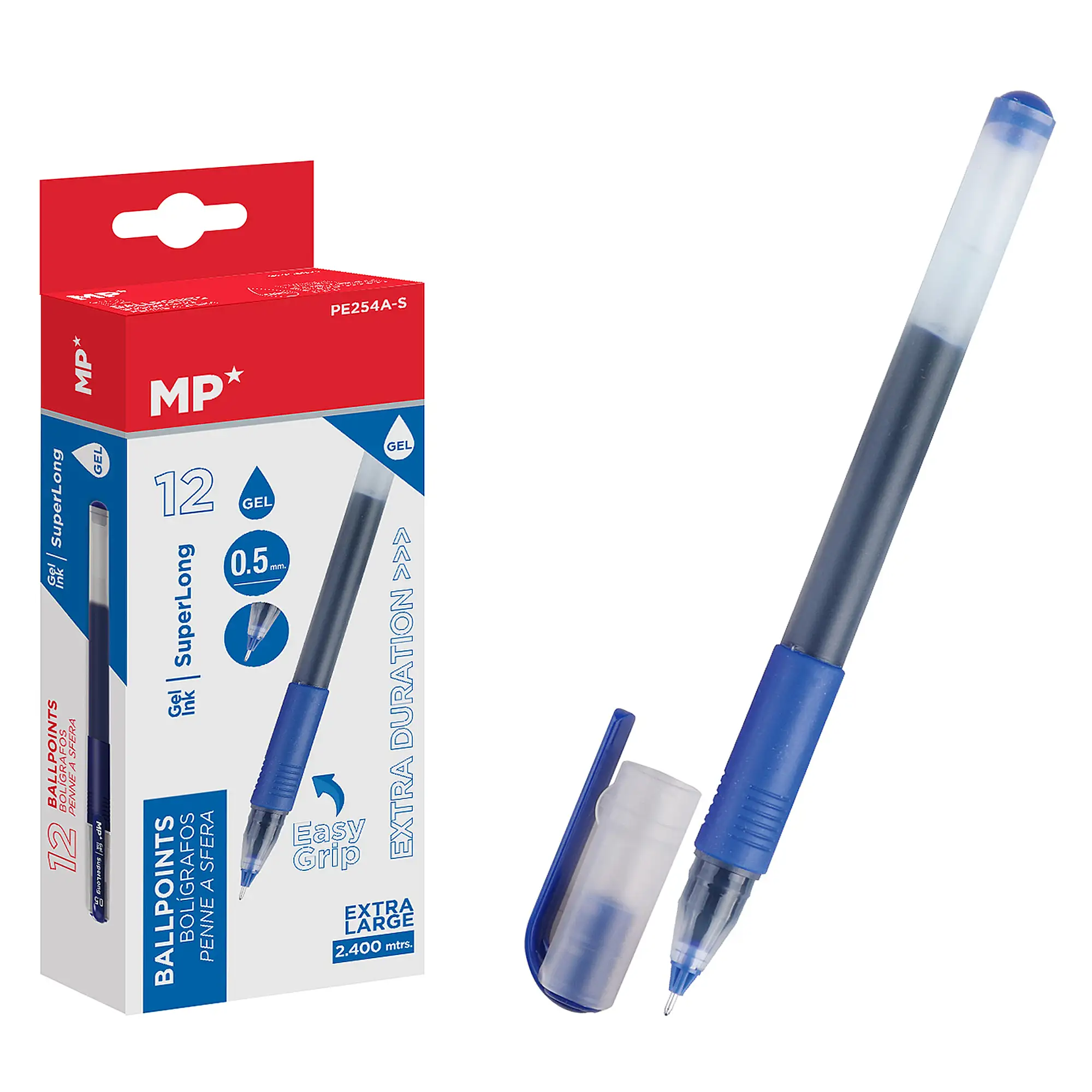 PACK 12 BOLÍGRAFOS TINTA GEL PUNTA 0.5 mm AZUL