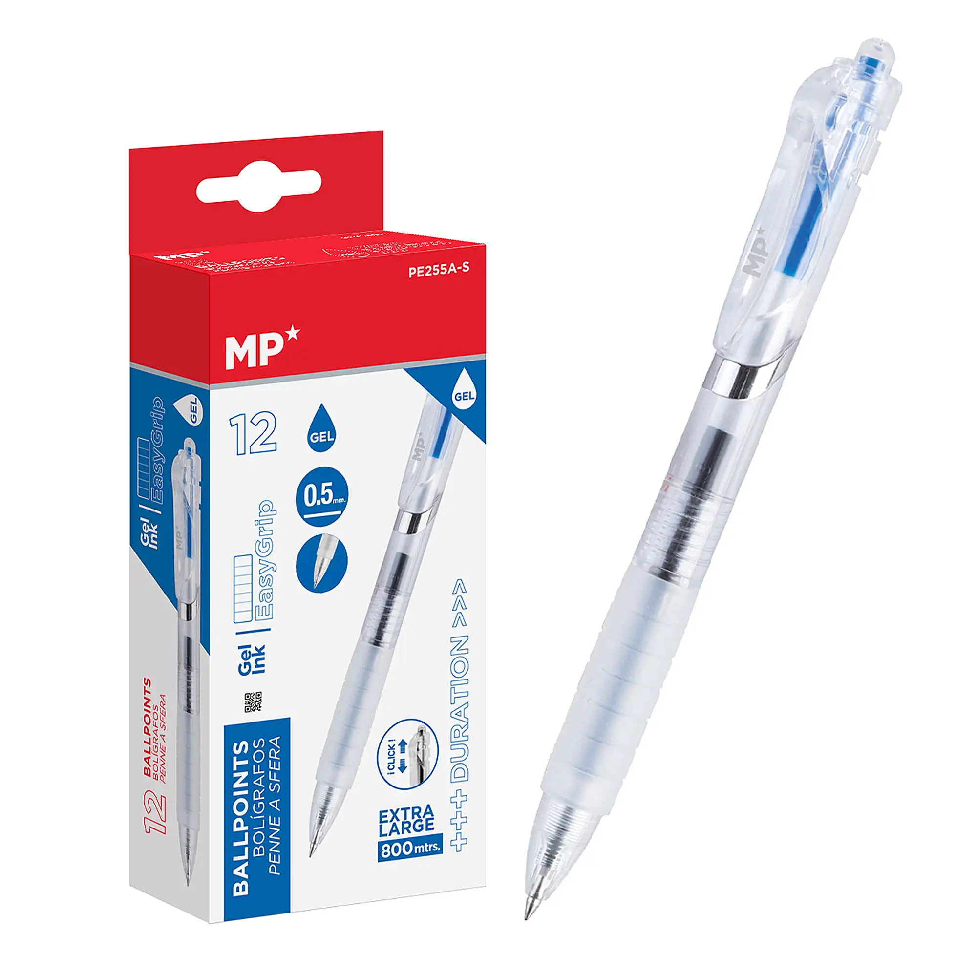 PACK 12 BOLÍGRAFOS  TINTA GEL PUNTA 0.5 mm AZUL