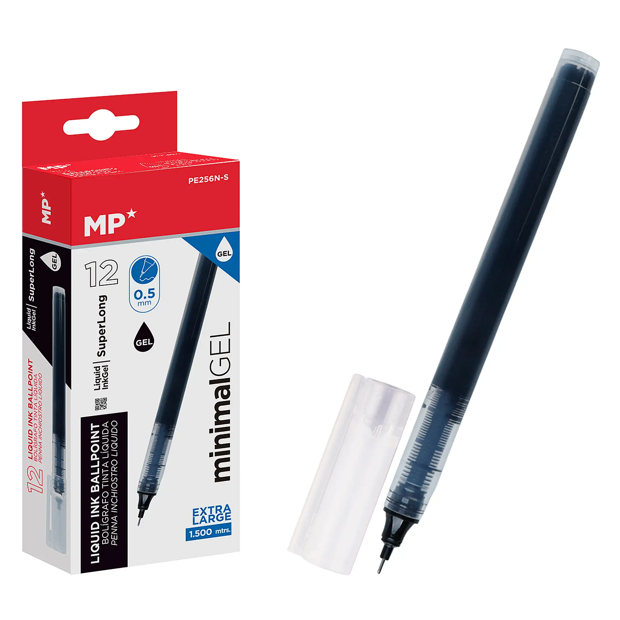 PACK 12 BOLÍGRAFOS  TINTA LÍQUIDA PUNTA AGUJA 0.5 mm NEGRO