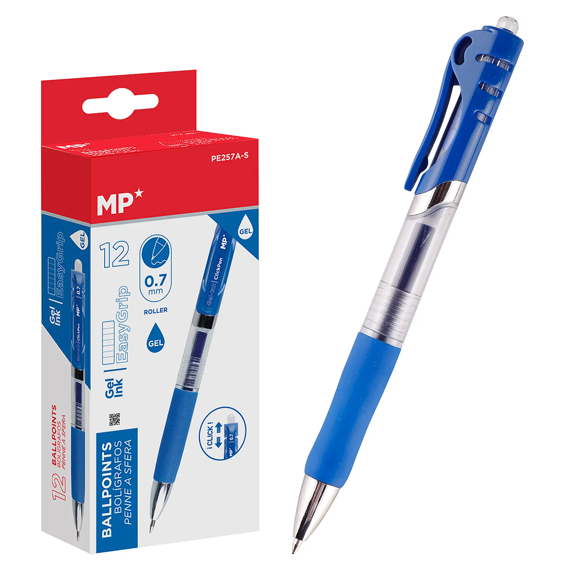 PACK 12 BOLÍGRAFOS TINTA GEL PUNTA 0.7 mm AZUL