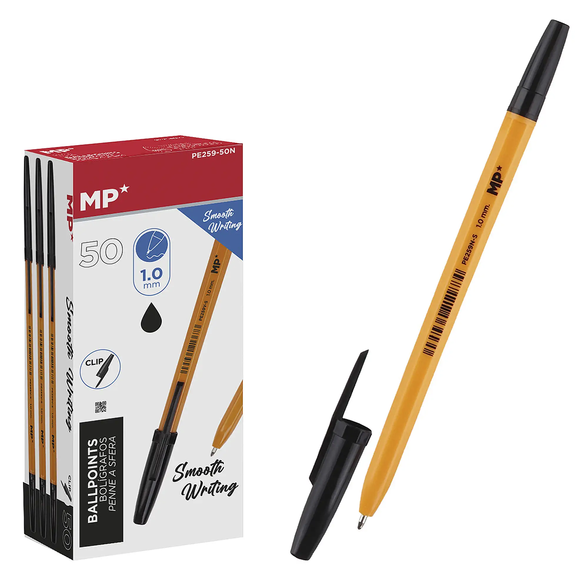 PACK BOLÍGRAFOS NEGRO SOFT PUNTA 1.0 mm 50 Uds.