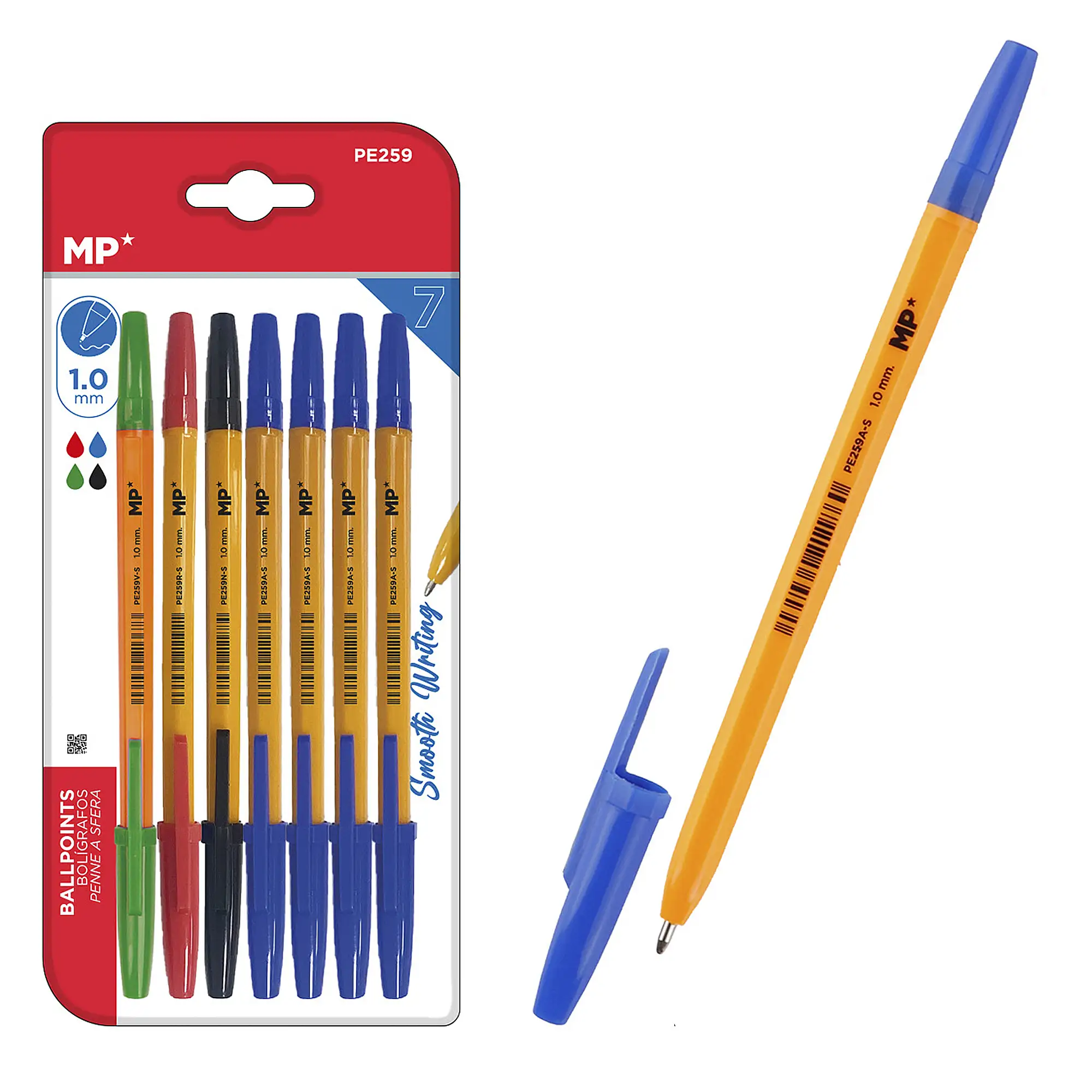 SET BOLÍGRAFOS SOFT PUNTA 1.0 mm 7 Uds.