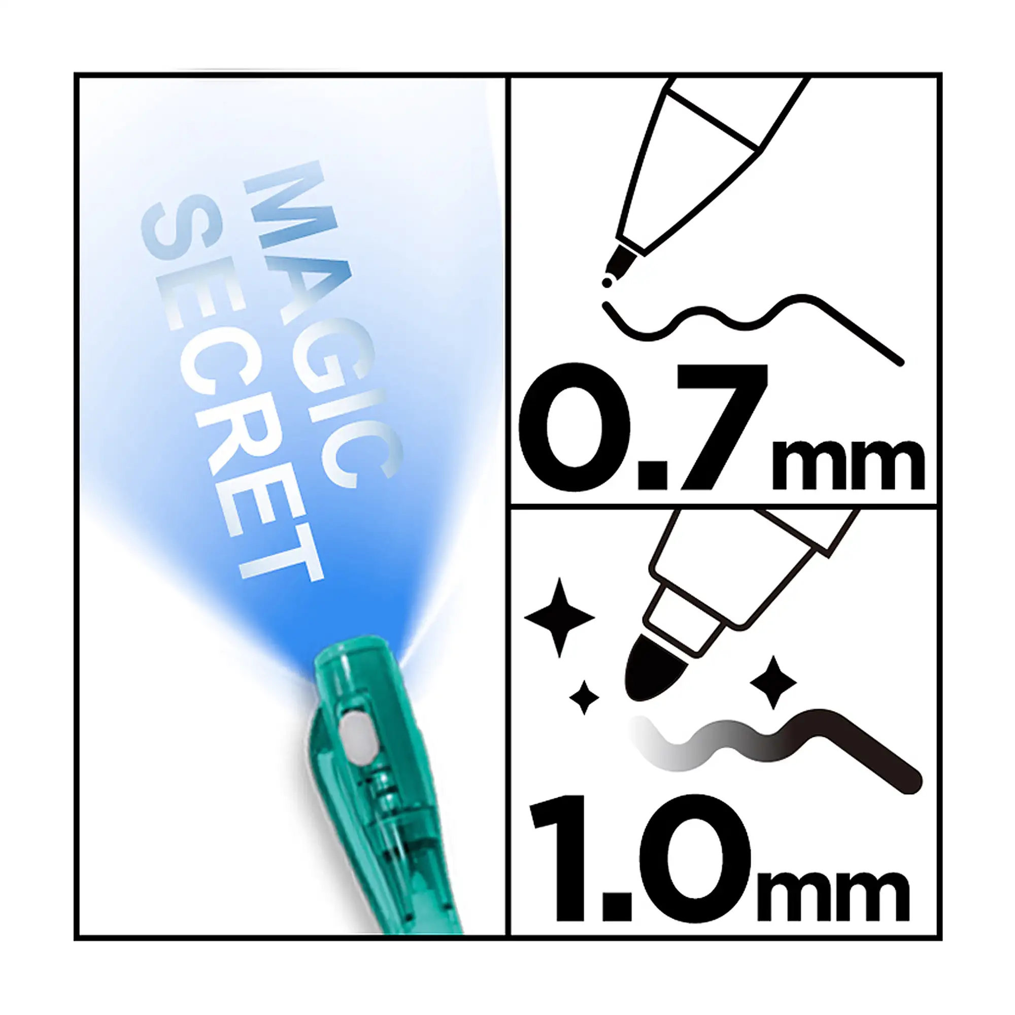 PACK 12 Uds. BOLÍGRAFO TINTA INVISIBLE MAGIC SECRET 2 EN 1