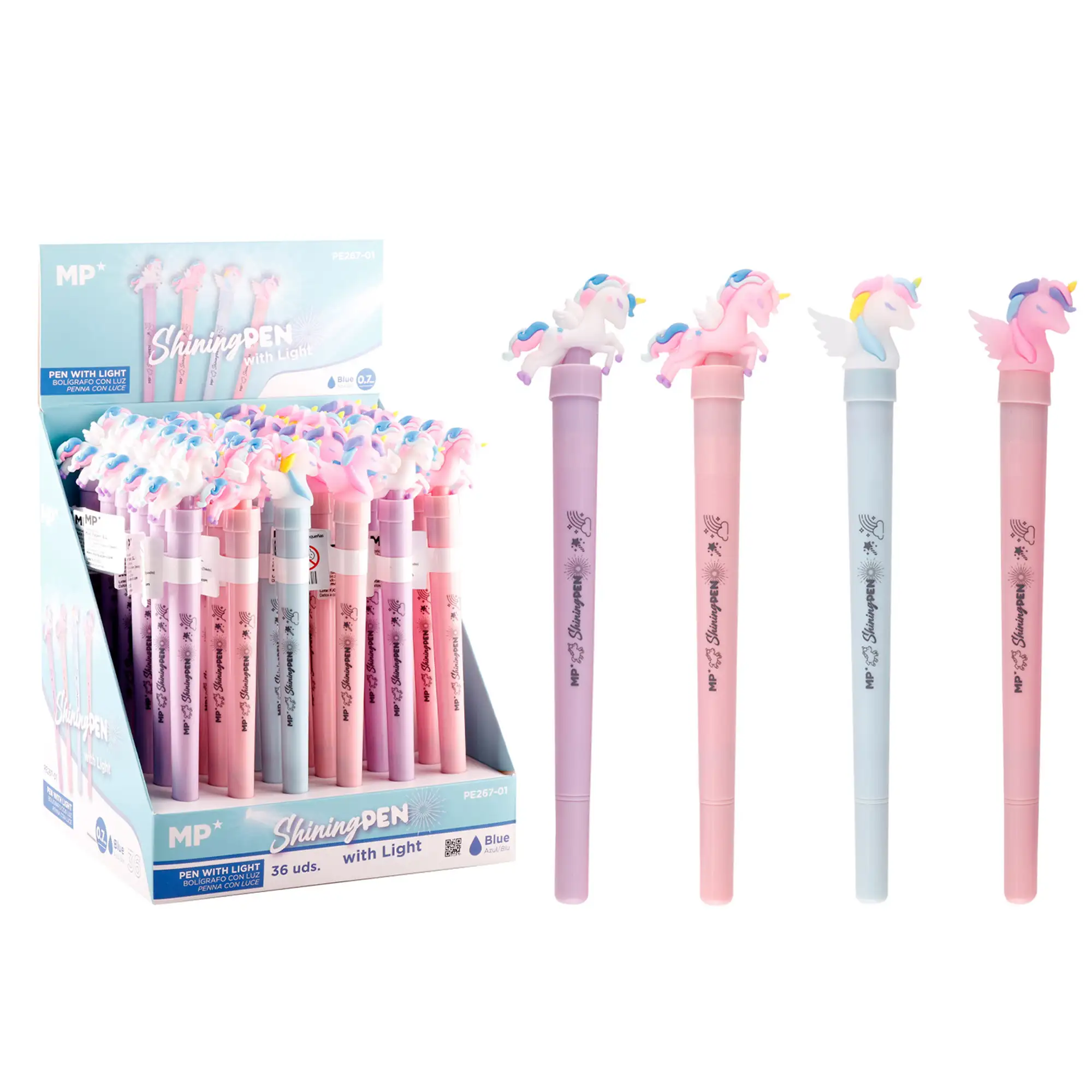 PACK 36 BOLÍGRAFOS FANTASÍA CON LUZ