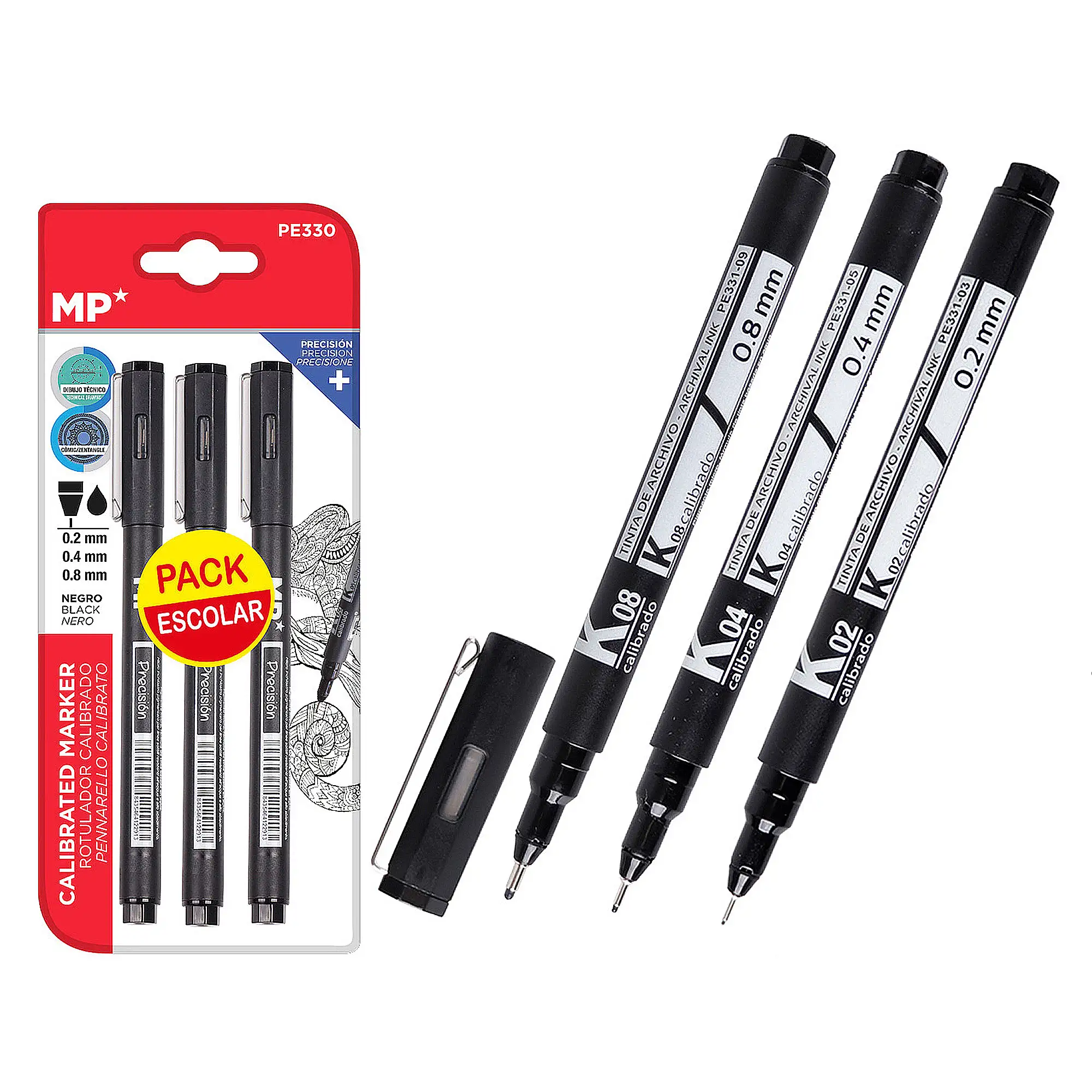 12 PACKS DE ROTULADOR CALIBRADO 0.2 mm 0.4 mm 0.8 mm. 3 Uds.