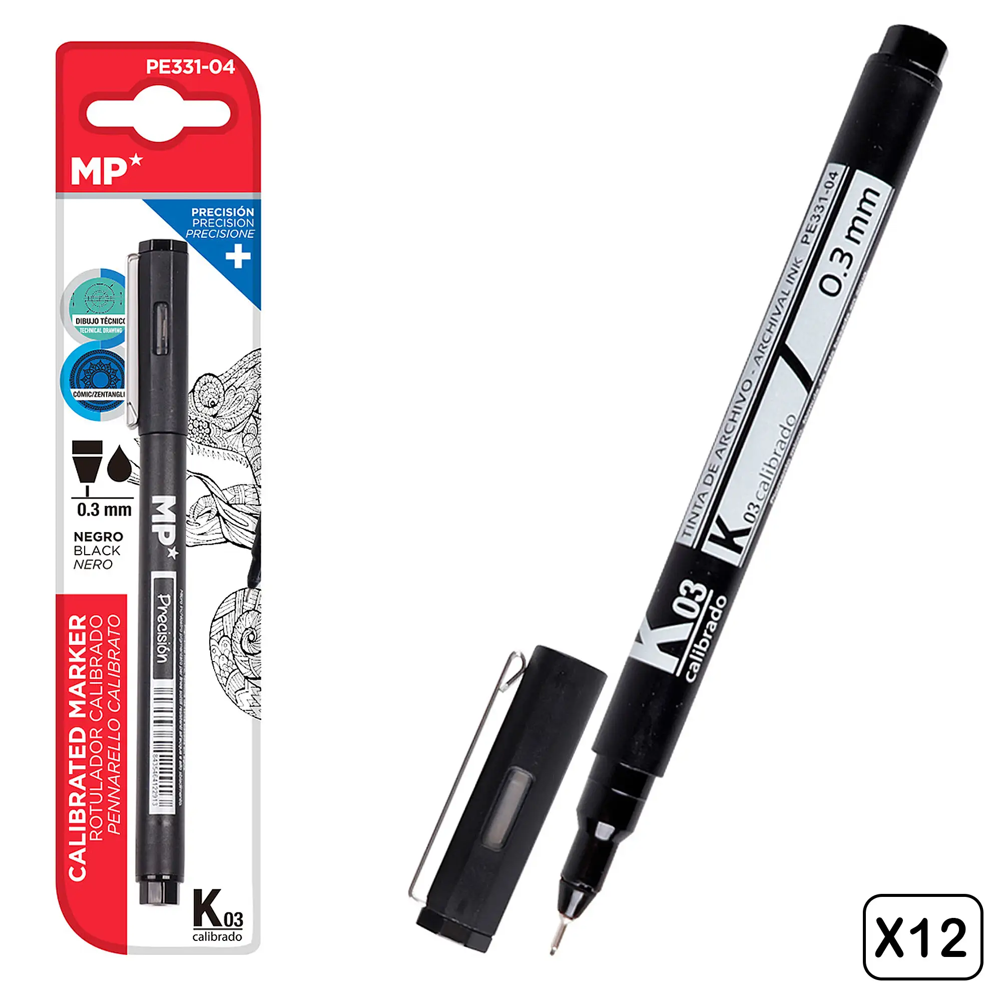 PACK 12 Uds. ROTULADOR CALIBRADO 0.3 mm