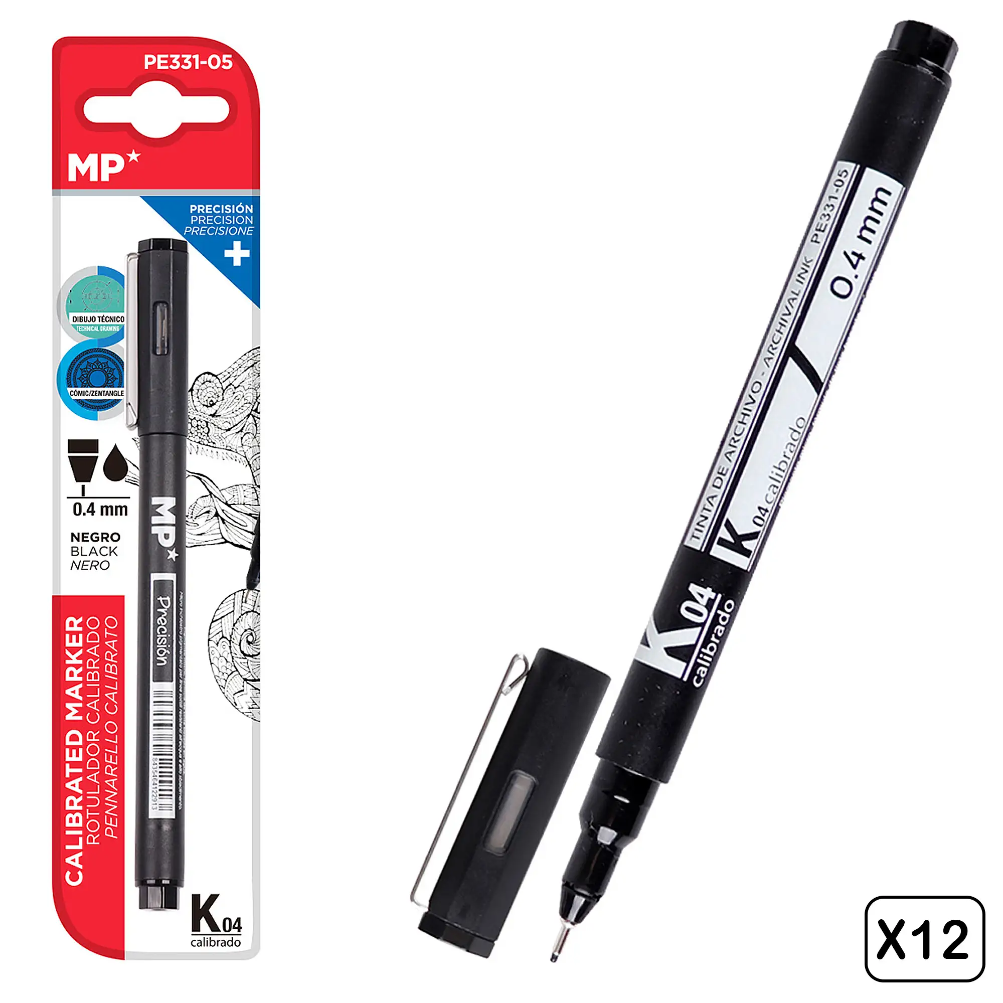 PACK 12 Uds. ROTULADOR CALIBRADO 0.4 mm