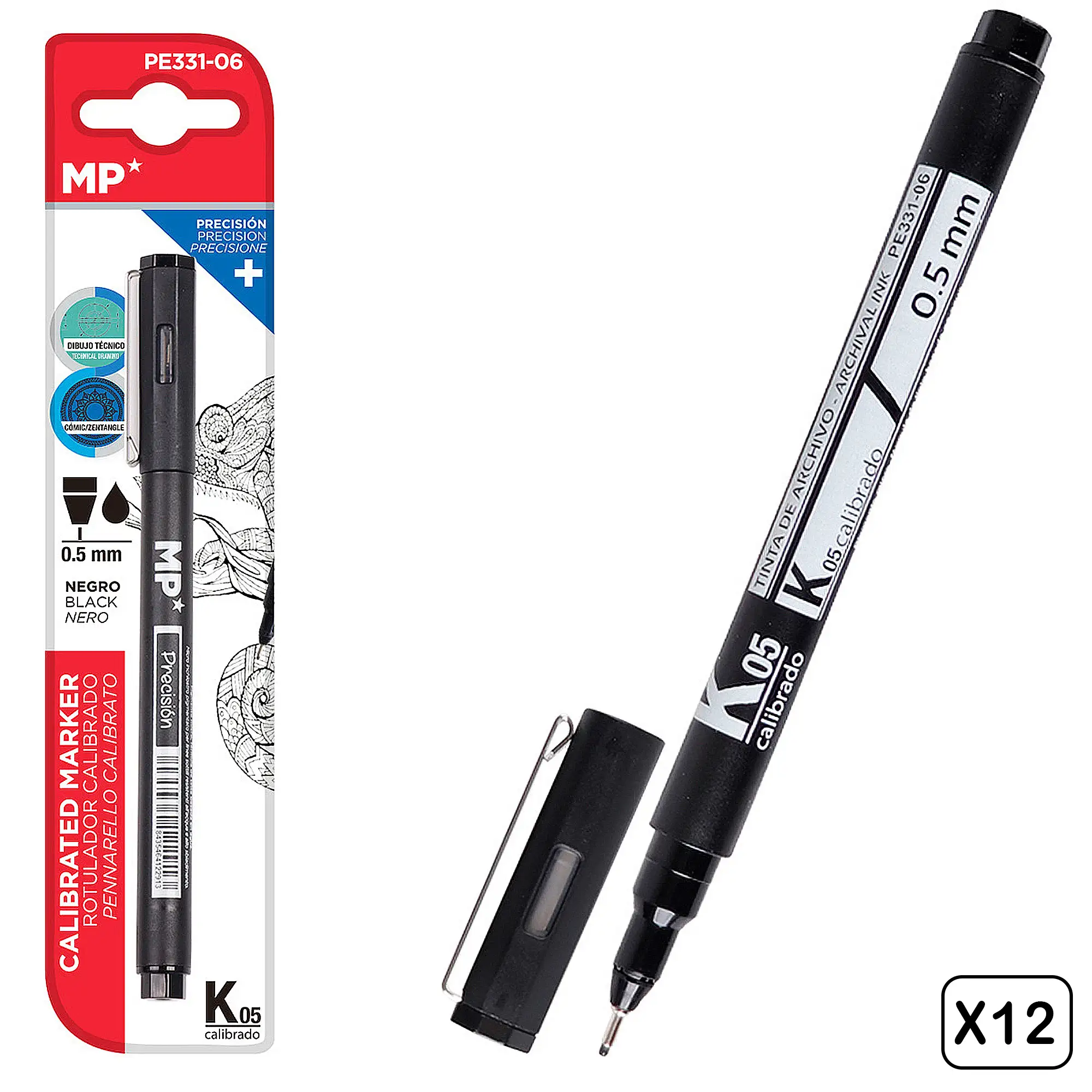 PACK 12 Uds. ROTULADOR CALIBRADO 0.5 mm