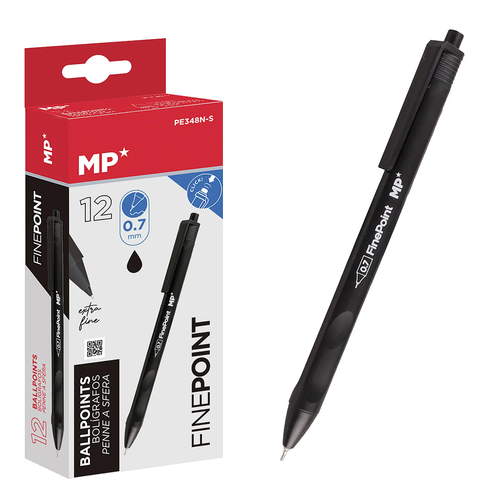 PACK 12 BOLÍGRAFOS TINTA ACEITE 0.7 mm NEGRO