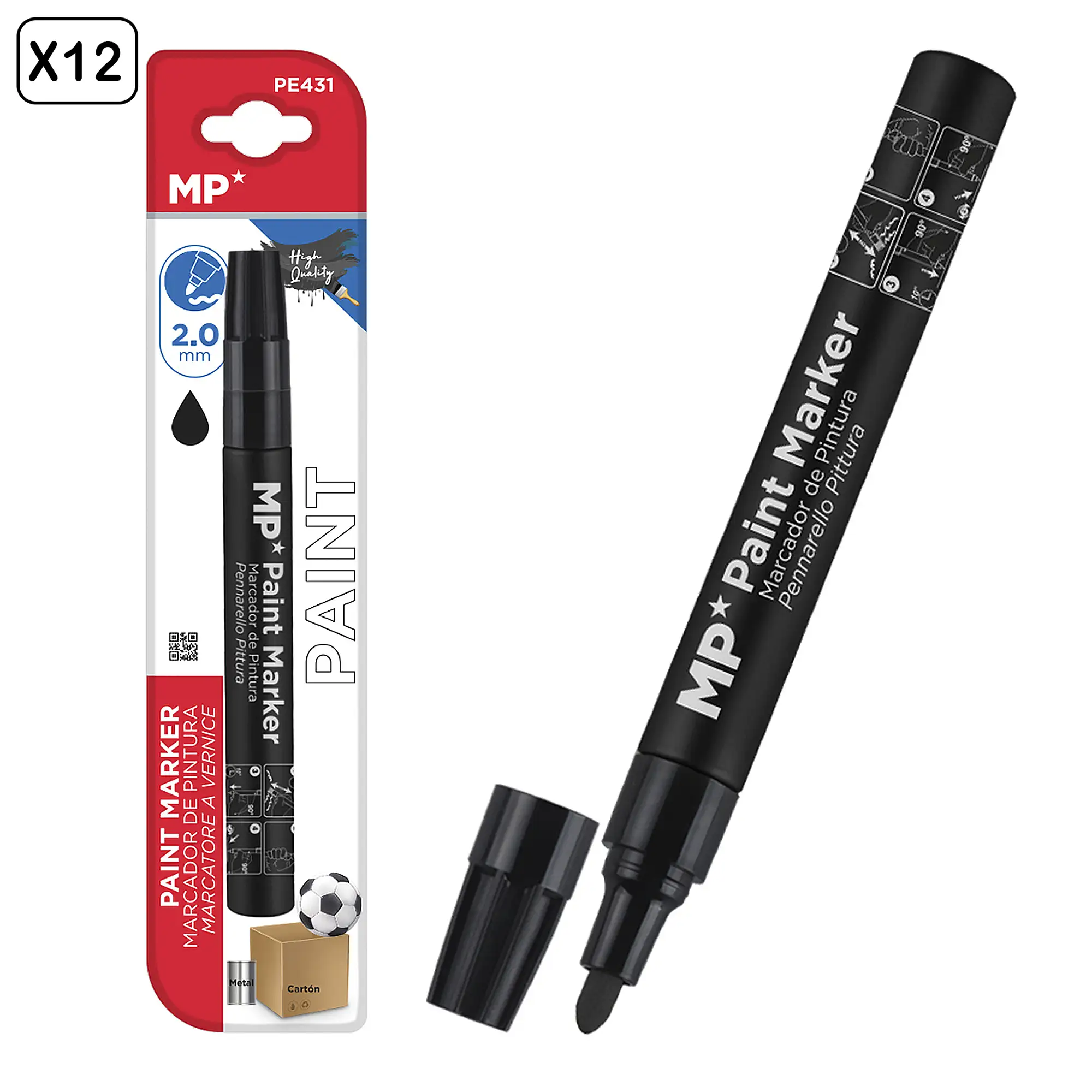 PACK 12 MARCADORES DE PINTURA NEGRO