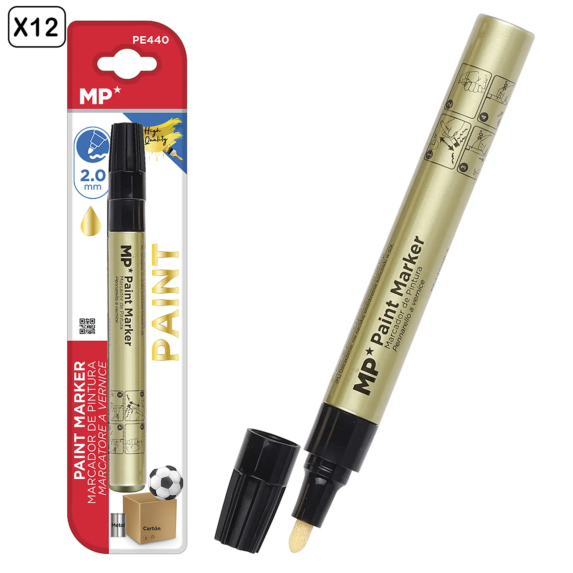 PACK 12 MARCADORES DE PINTURA ORO