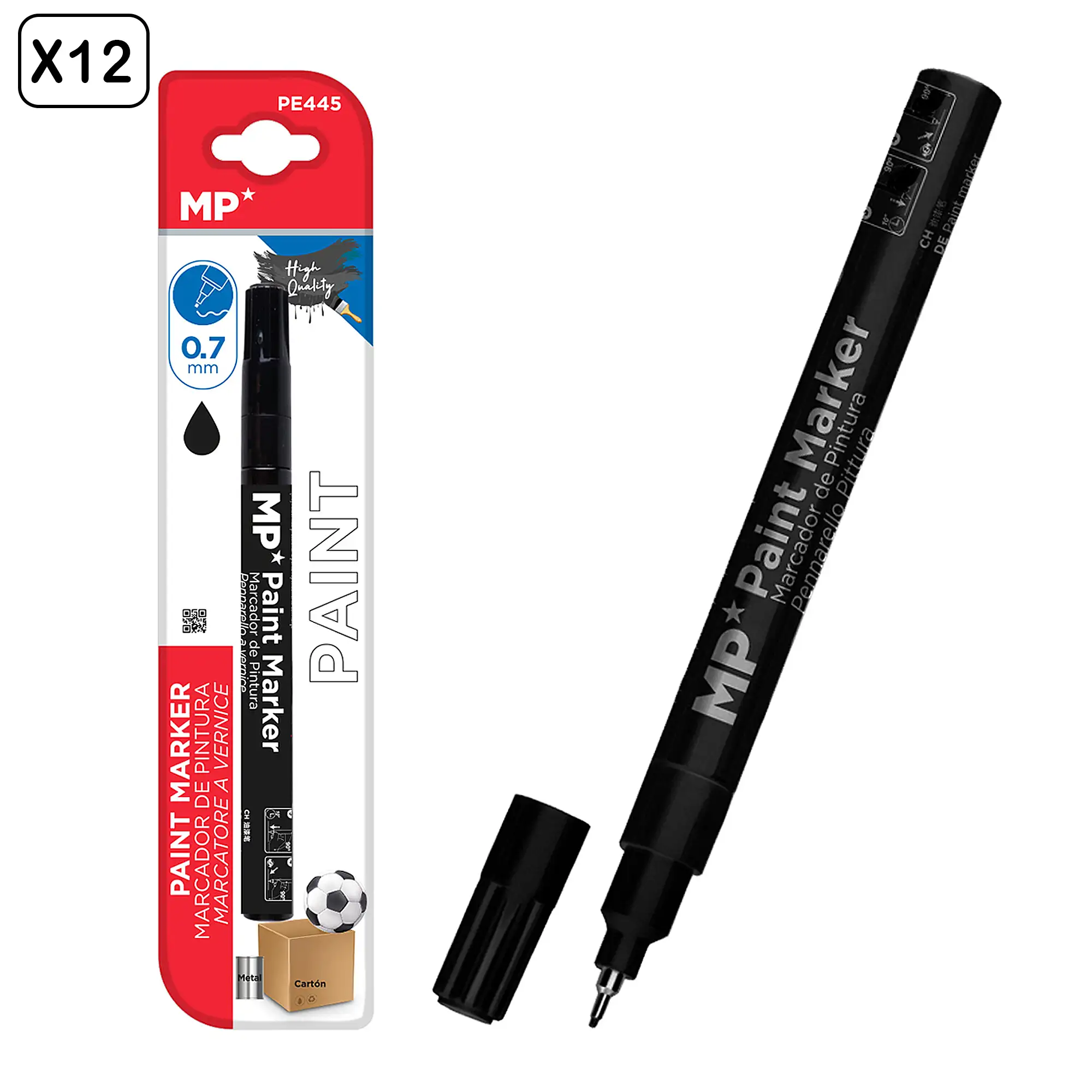 PACK 12 MARCADORES DE PINTURA FINO NEGRO