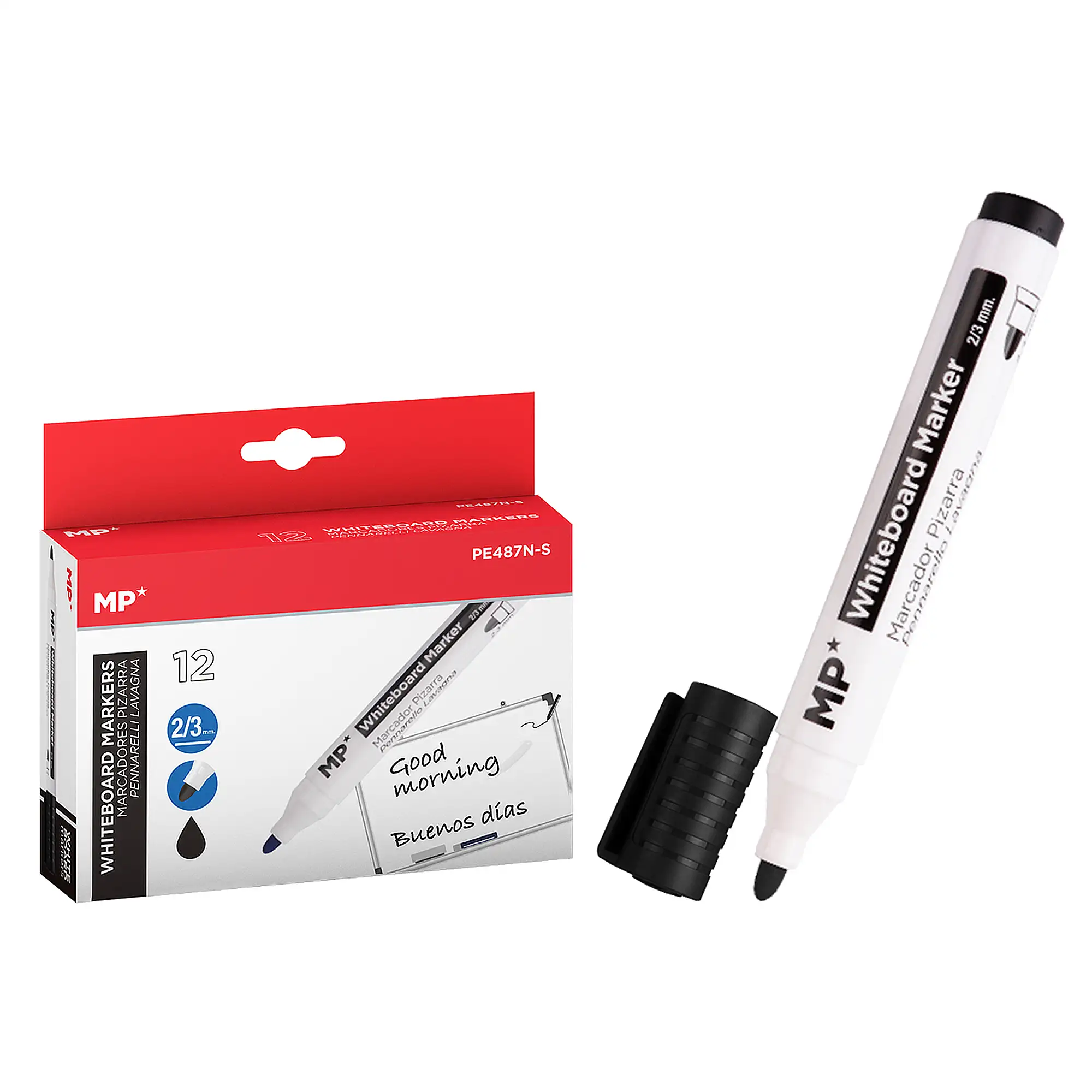 PACK 12 MARCADORES DE PIZARRA NEGRO 130mm