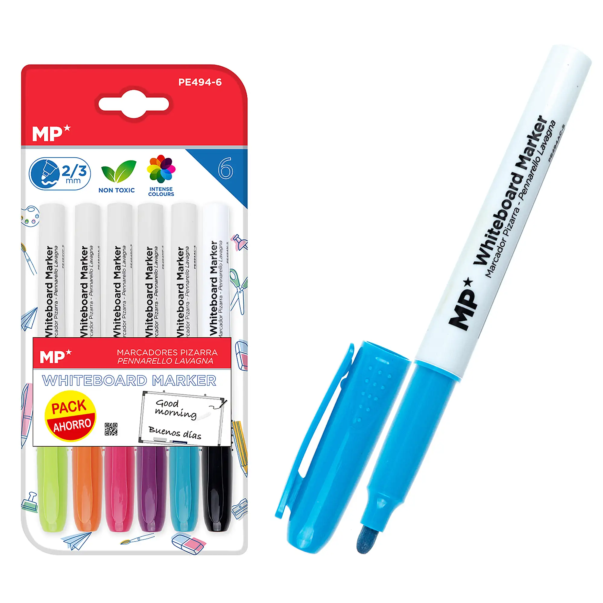SET MARCADOR DE PIZARRA 6 Uds. COLORES VARIADOS 135mm