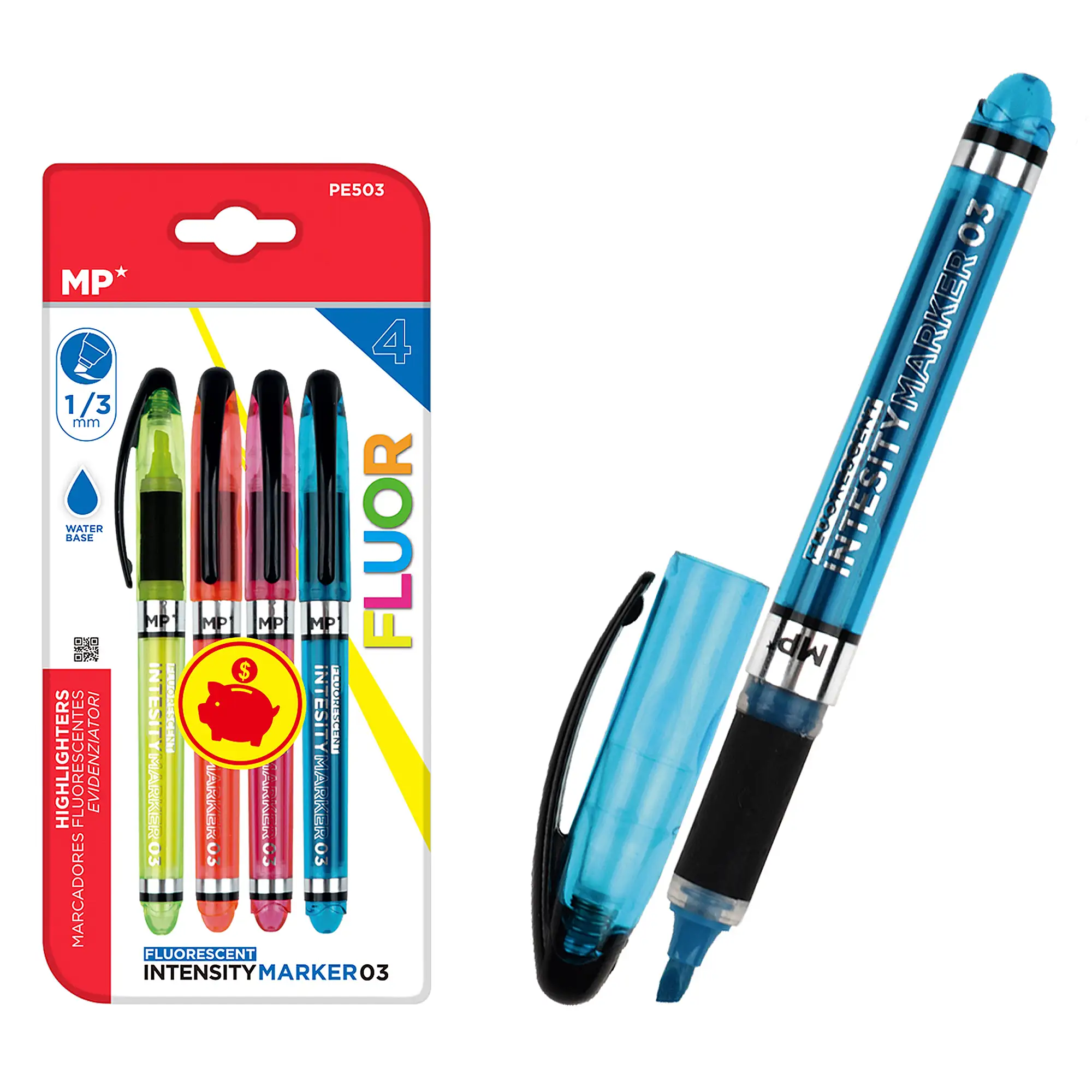 MARCADOR FLUORESCENTE 4 Uds. PACK AHORRO