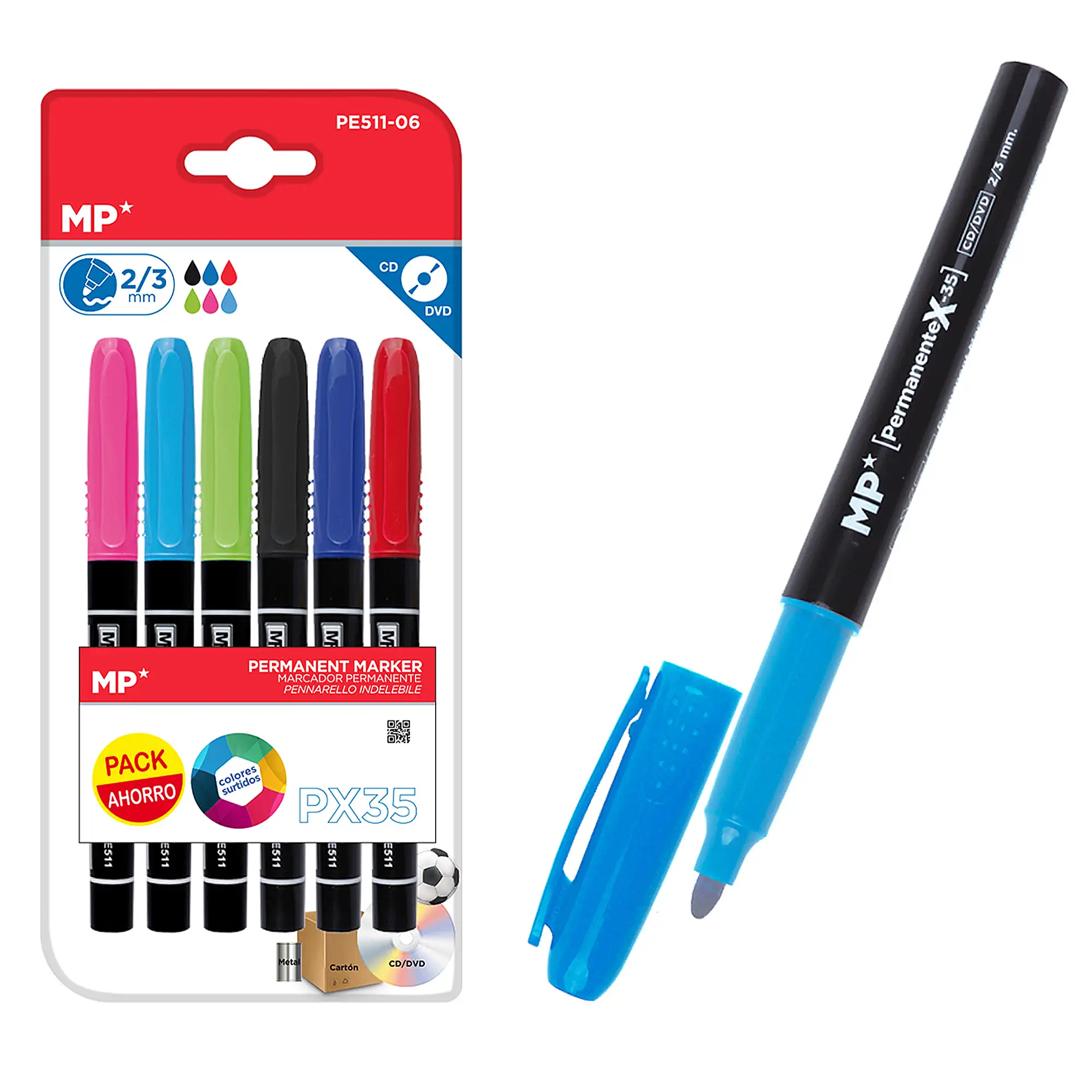 MARCADOR PERMANENTE 6 Uds. PACK AHORRO