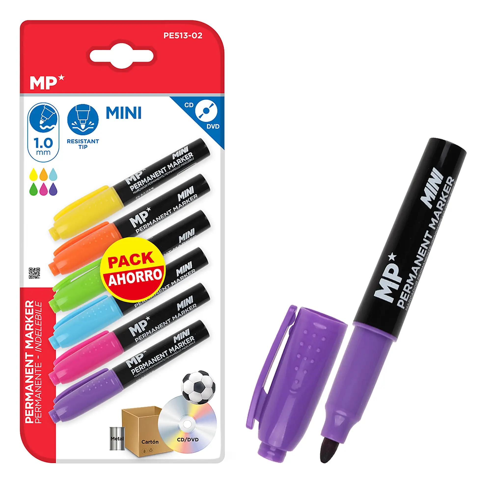 SET MARCADOR PERMANENTE MINI 6 Uds. COLORES VARIADOS