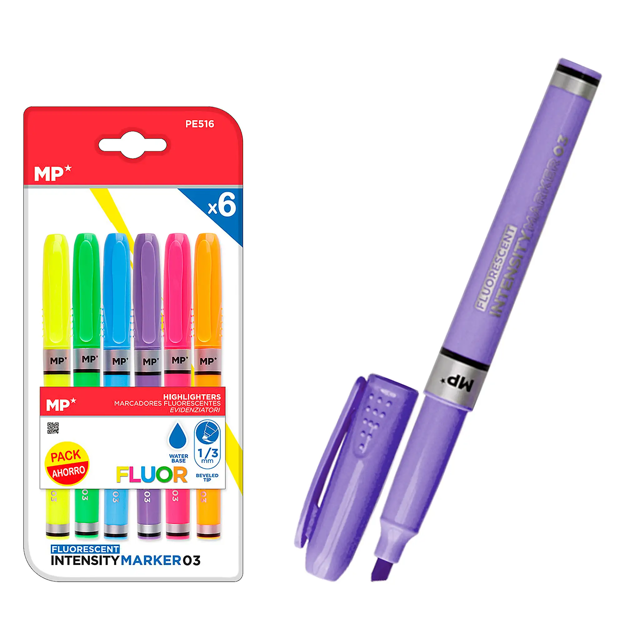 MARCADOR FLUORESCENTE 6 Uds. PACK AHORRO