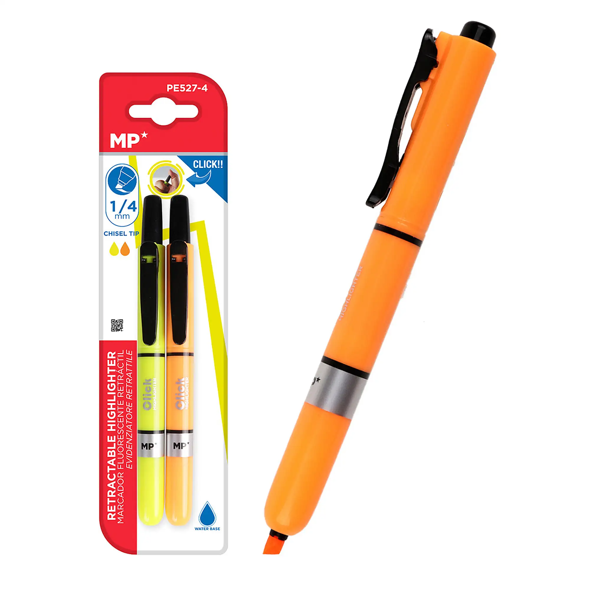 SET MARCADOR FLUORESCENTE RETRÁCTIL 2 Uds. Amarillo y naranja.