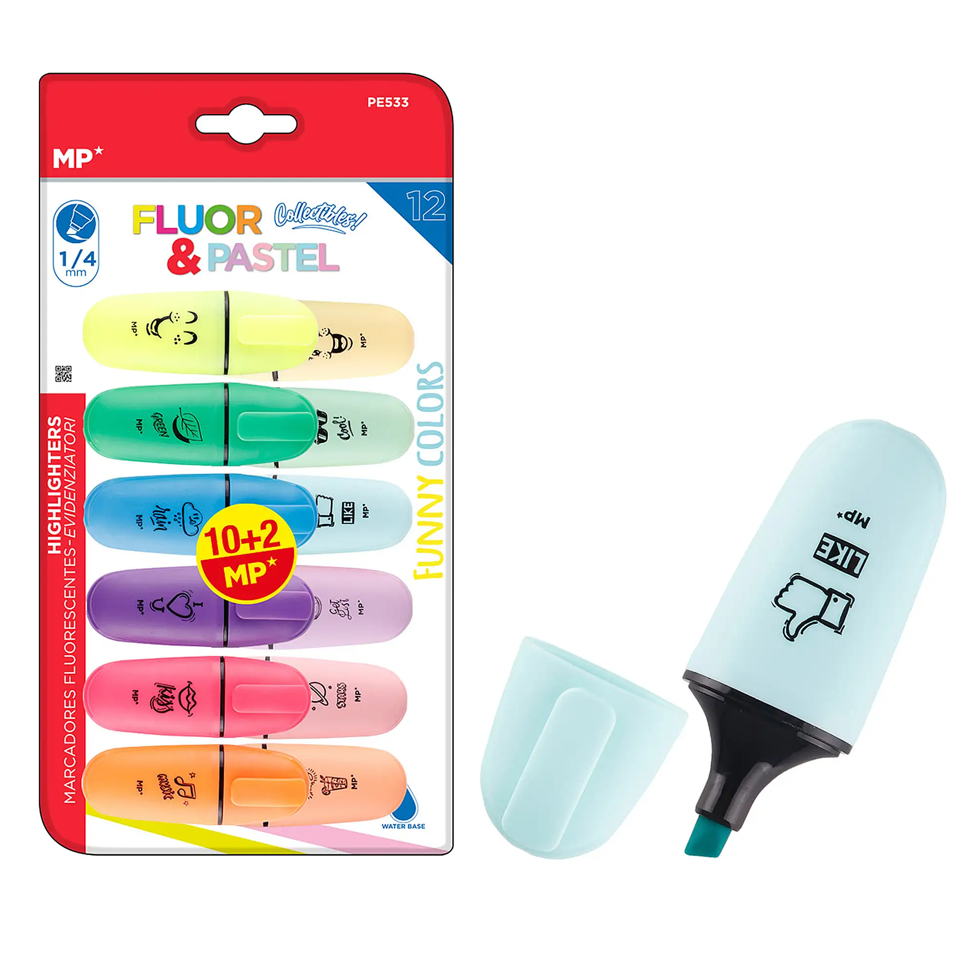 MARCADOR FLUORESCENTE Y PASTEL MINI 12 Uds.