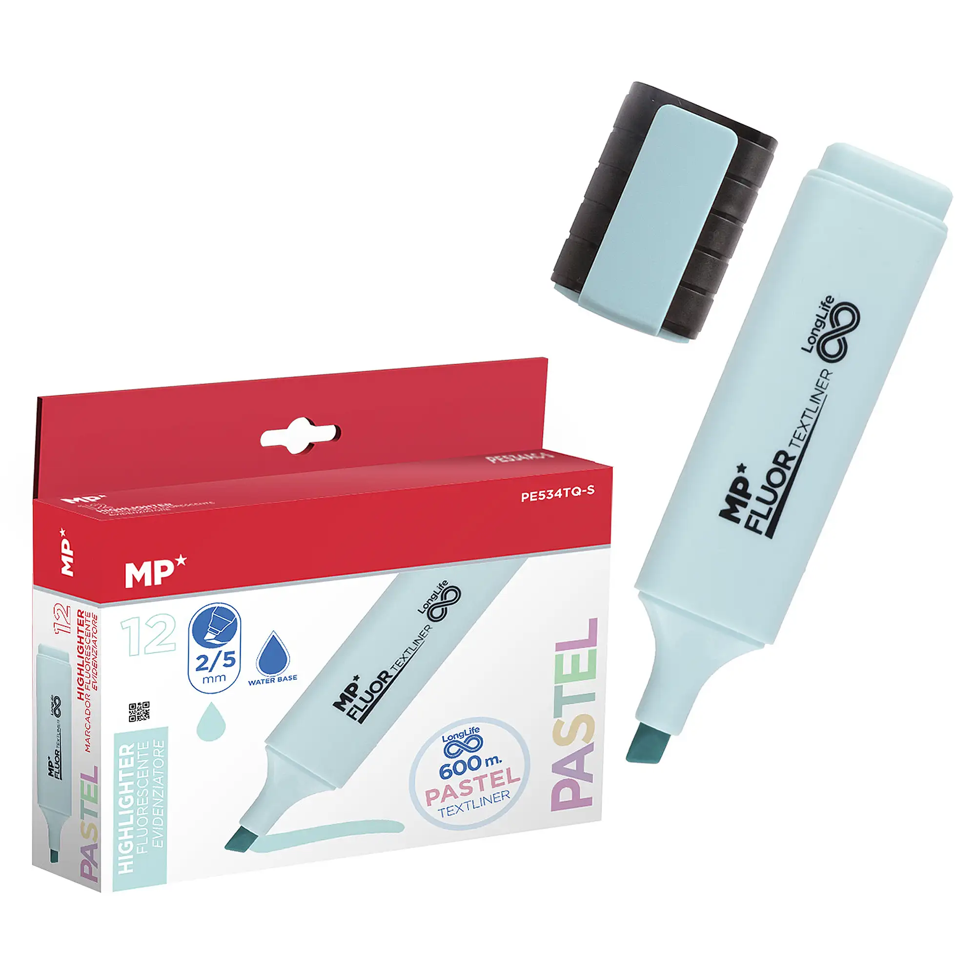 PACK 12 MARCADORES LONG LIFE PASTEL TURQUESA