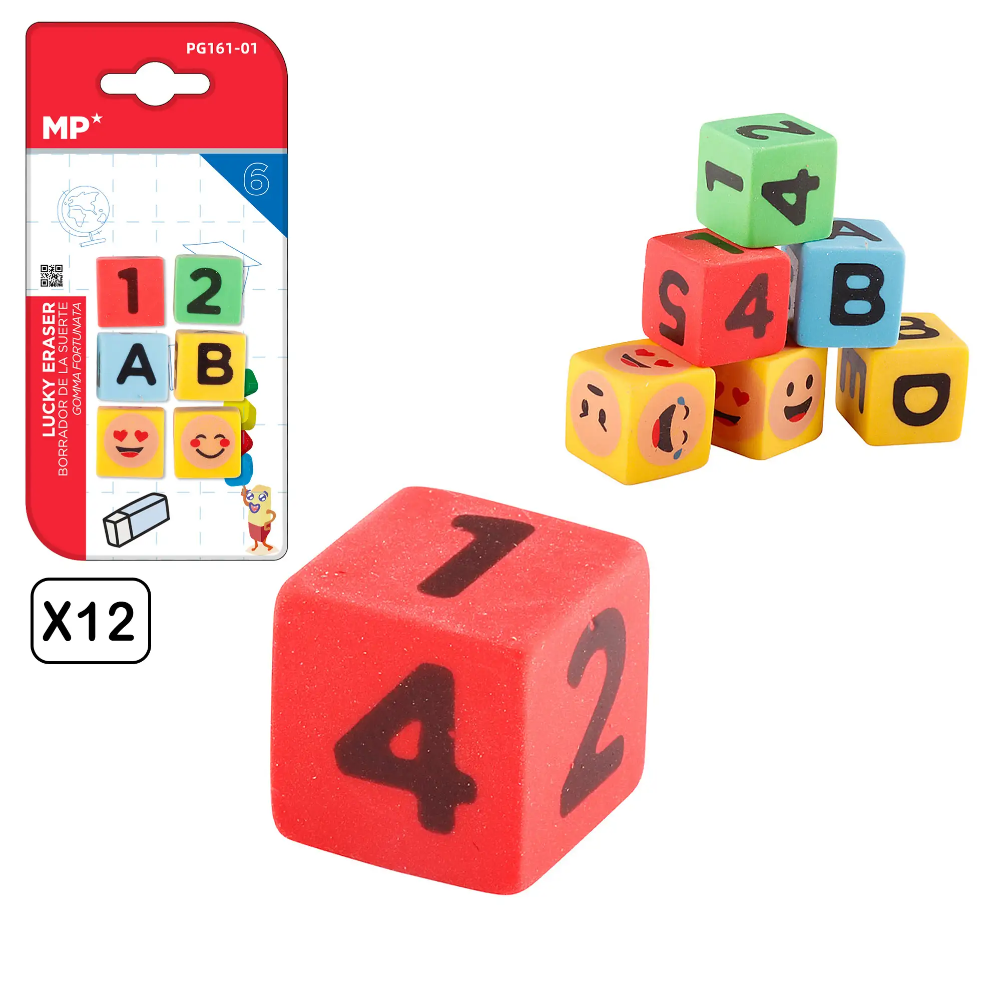 12 PACKS GOMAS DE BORRAR DADOS CREATIVOS DISEÑO A 6 Uds.