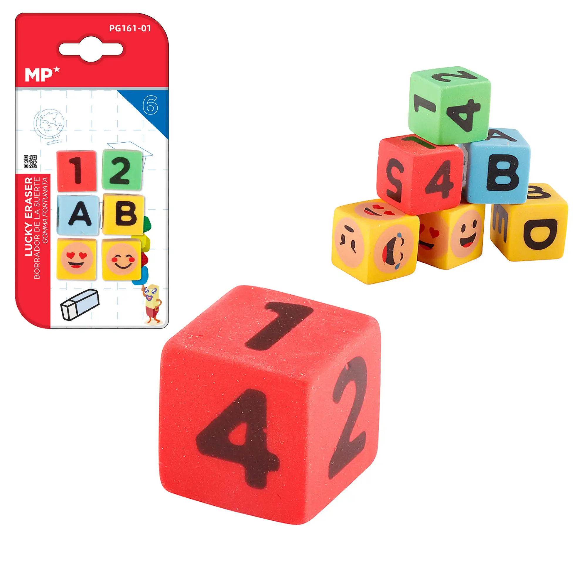 12 PACKS GOMAS DE BORRAR DADOS CREATIVOS DISEÑO A 6 Uds.