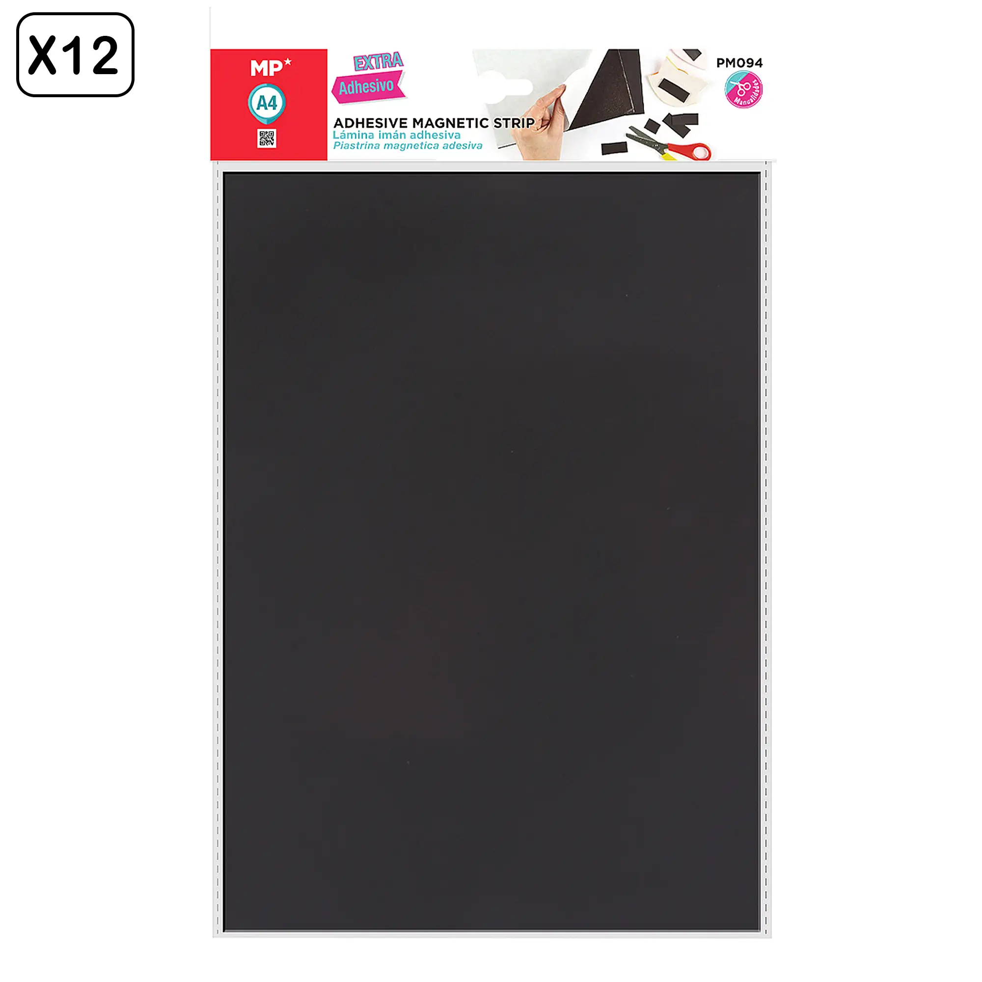 Pack 12 Uds. IMÁN LÁMINA ADHESIVA A4