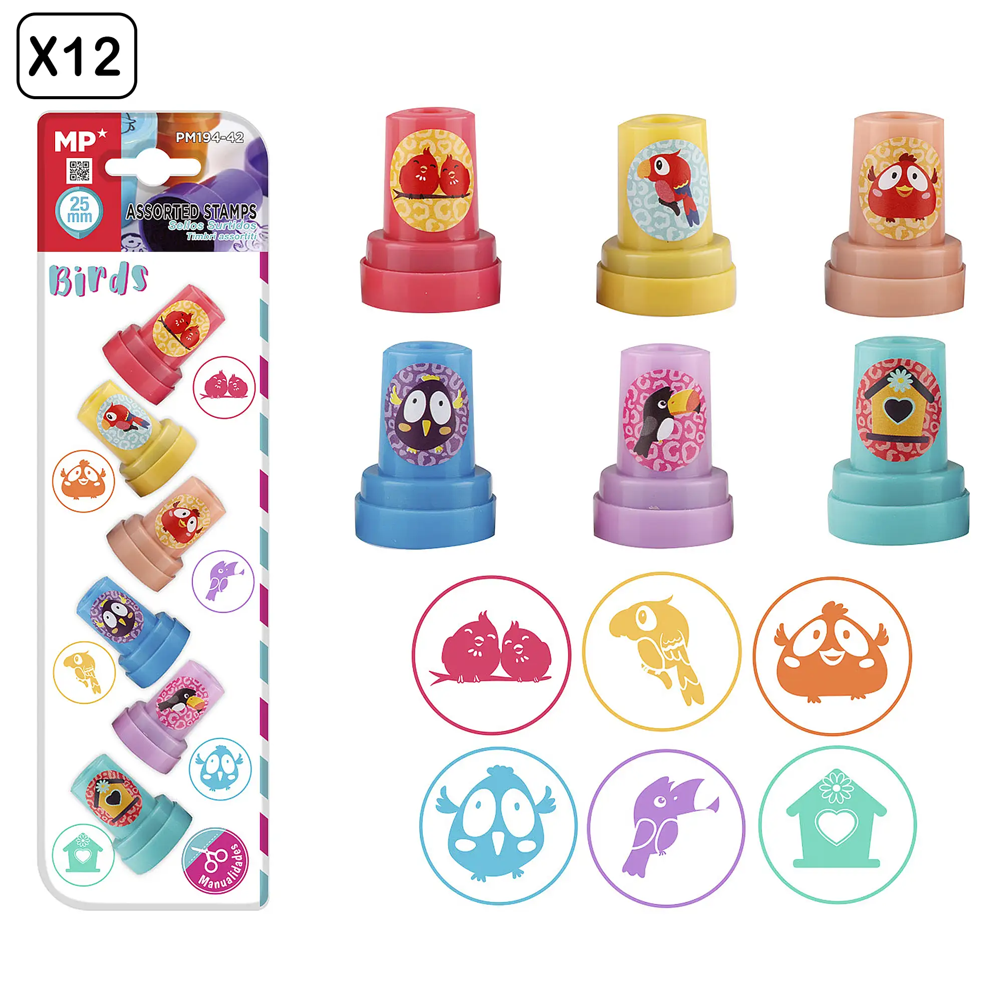 12 packs SELLOS INFANTILES PAJARITOS 6 Uds.