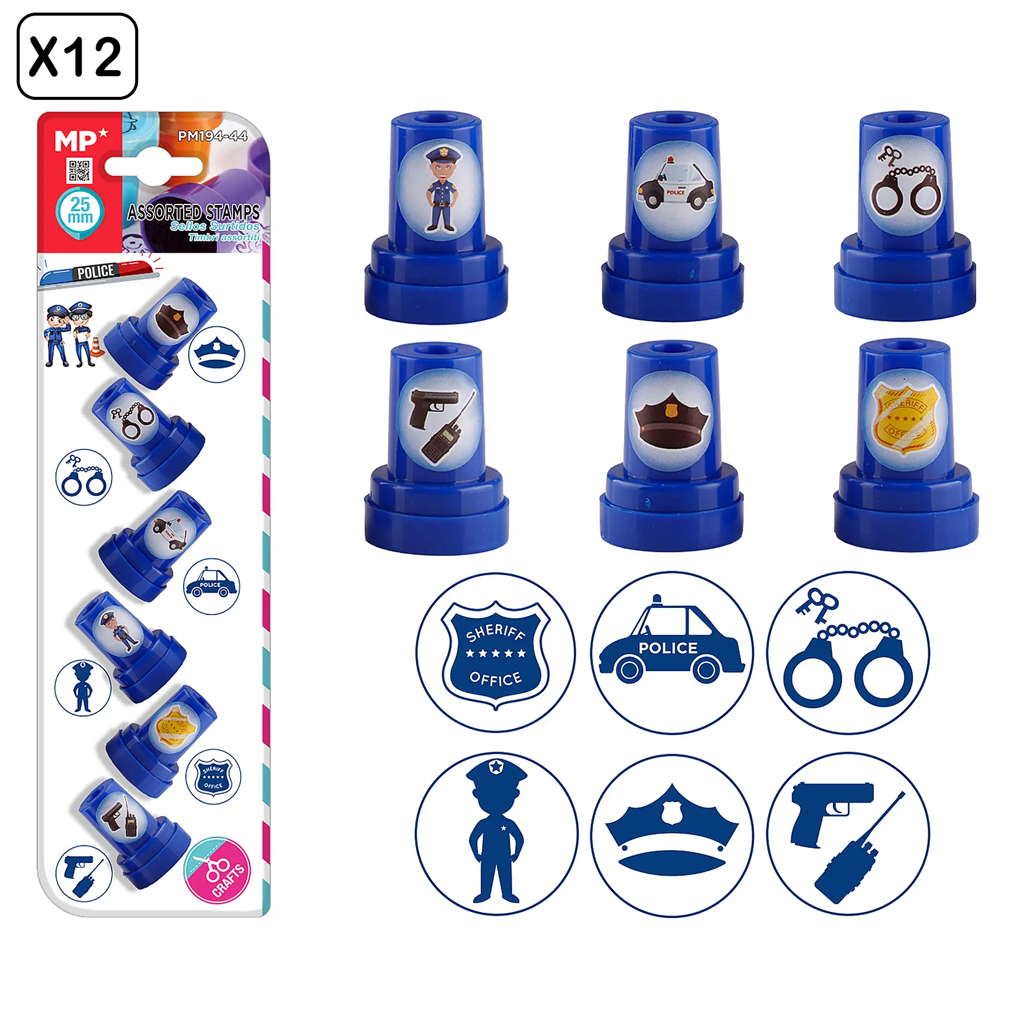 12 packs SELLOS INFANTILES POLICÍA 6 Uds.