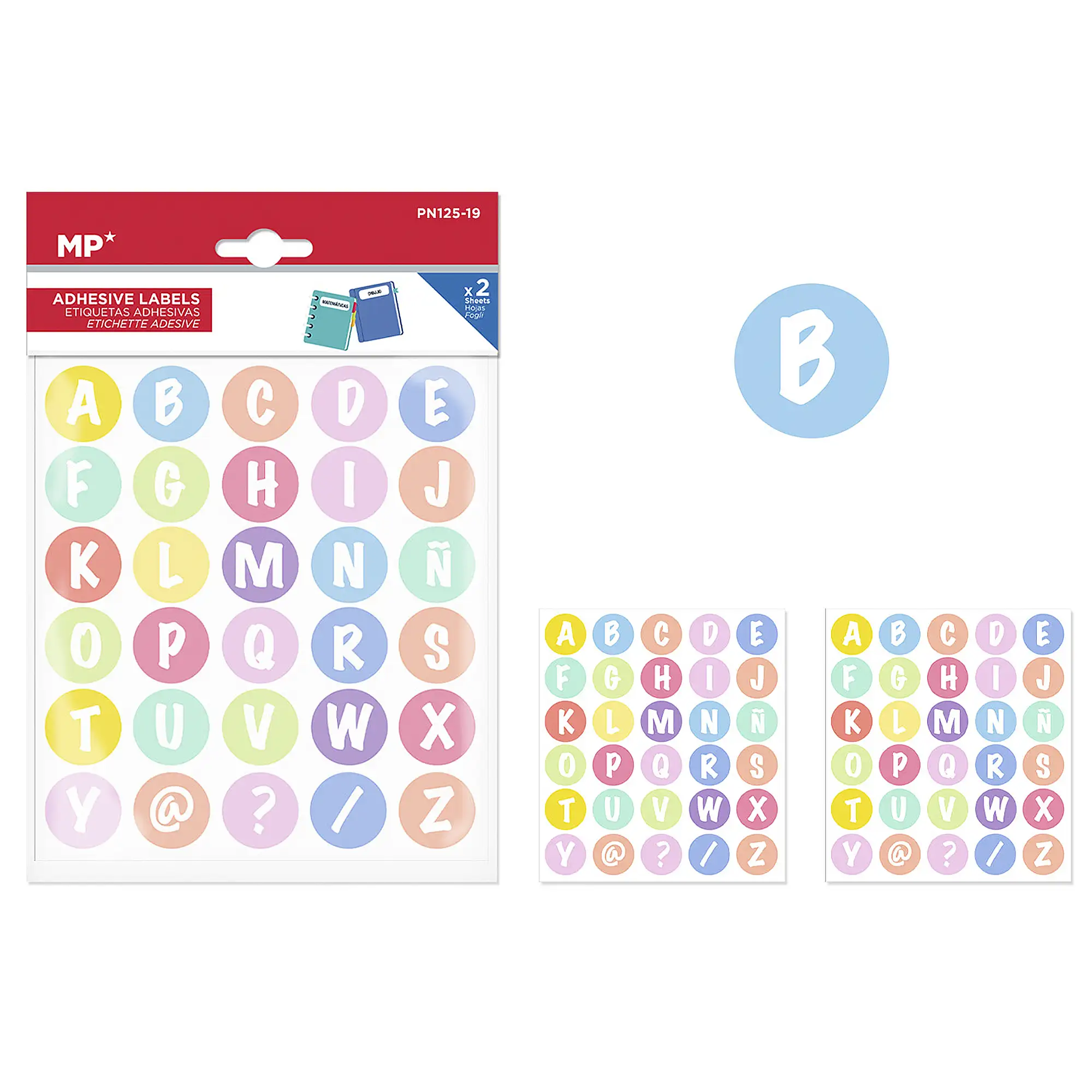 PACK 24 UNIDADES ETIQUETAS ADHESIVAS PERSONALIZABLES DECORADAS DISEÑO ABECEDARIO (SET 2 UDS)
