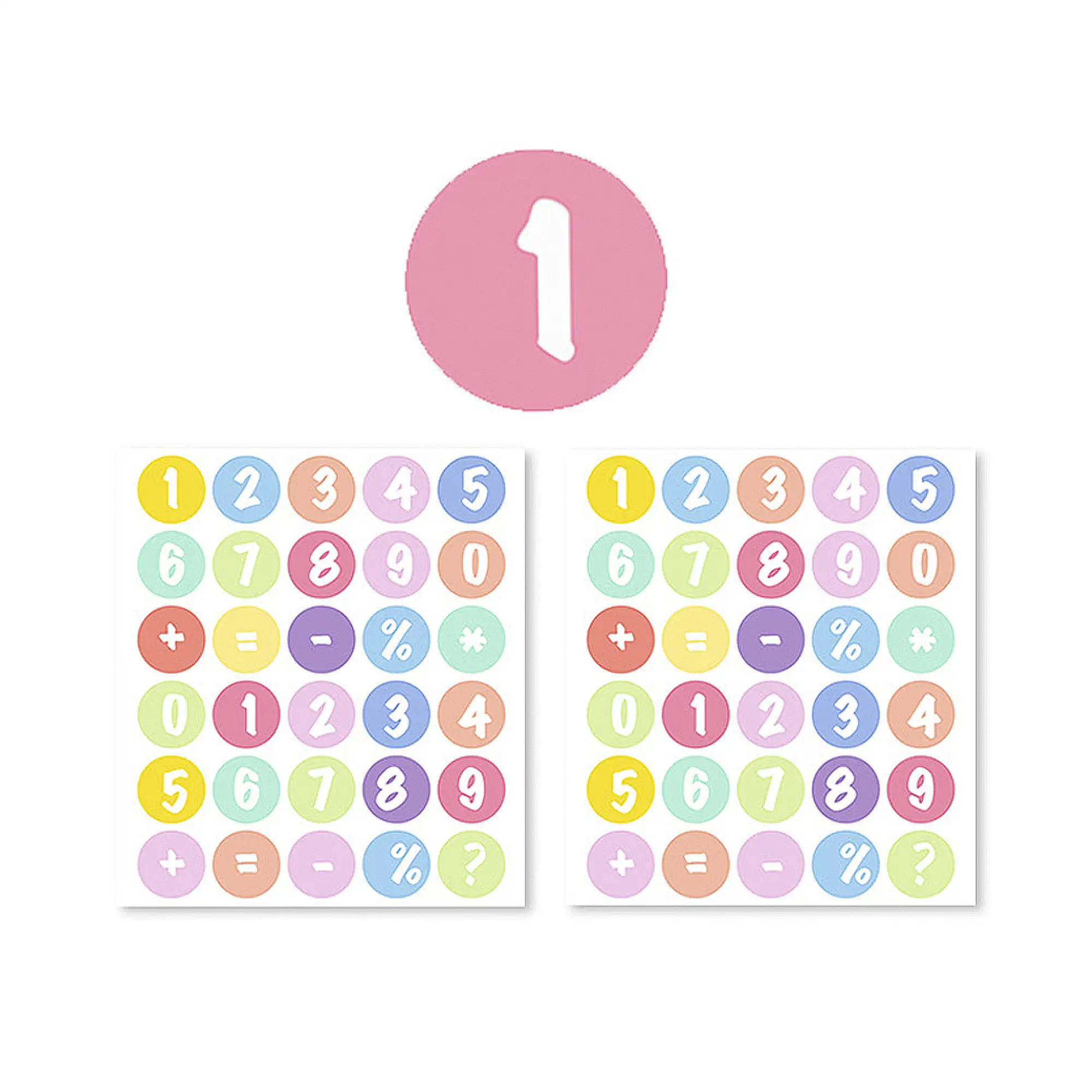 PACK 24 UNIDADES ETIQUETAS ADHESIVAS PERSONALIZABLES DECORADAS DISEÑO NÚMEROS Y SÍMBOLOS  (SET 2 UDS)
