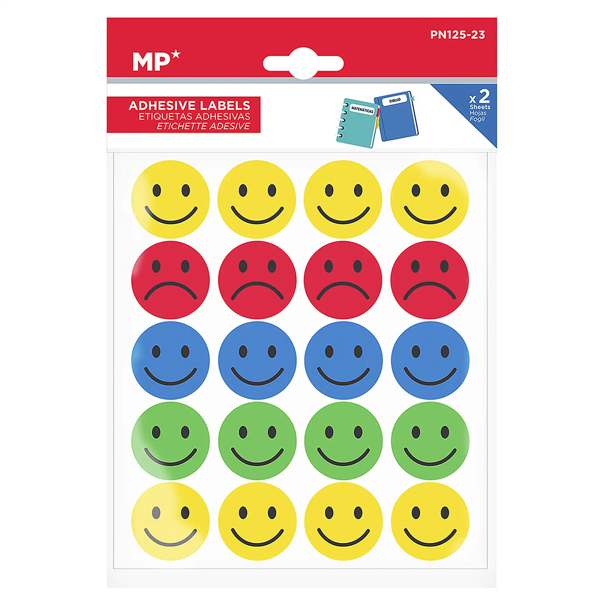 PACK 24 UNIDADES ETIQUETAS ADHESIVAS PERSONALIZABLES DECORADAS DISEÑO ESTADOS DE ANIMO  (SET 2 UDS)