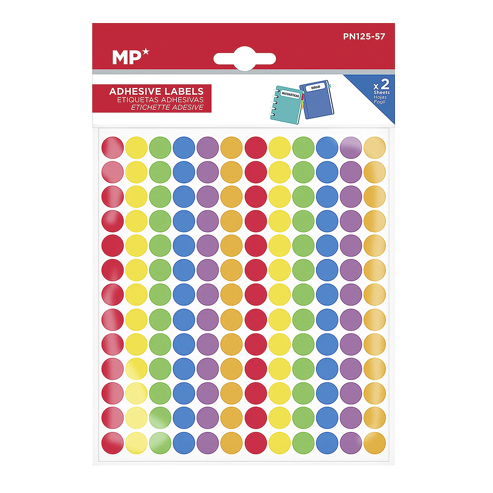 PACK 24 UNIDADES ETIQUETAS ADHESIVAS PERSONALIZABLES DECORADAS DISEÑO CÍRCULOS DE COLORES PEQUEÑOS  (SET 2 UDS)