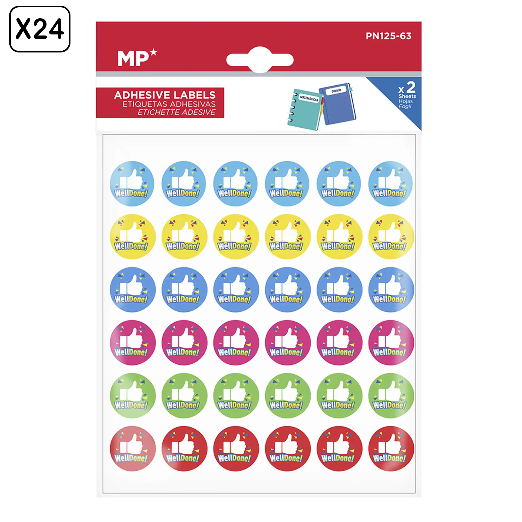 PACK 24 UNIDADES ETIQUETAS ADHESIVAS PERSONALIZABLES DECORADAS DISEÑO 