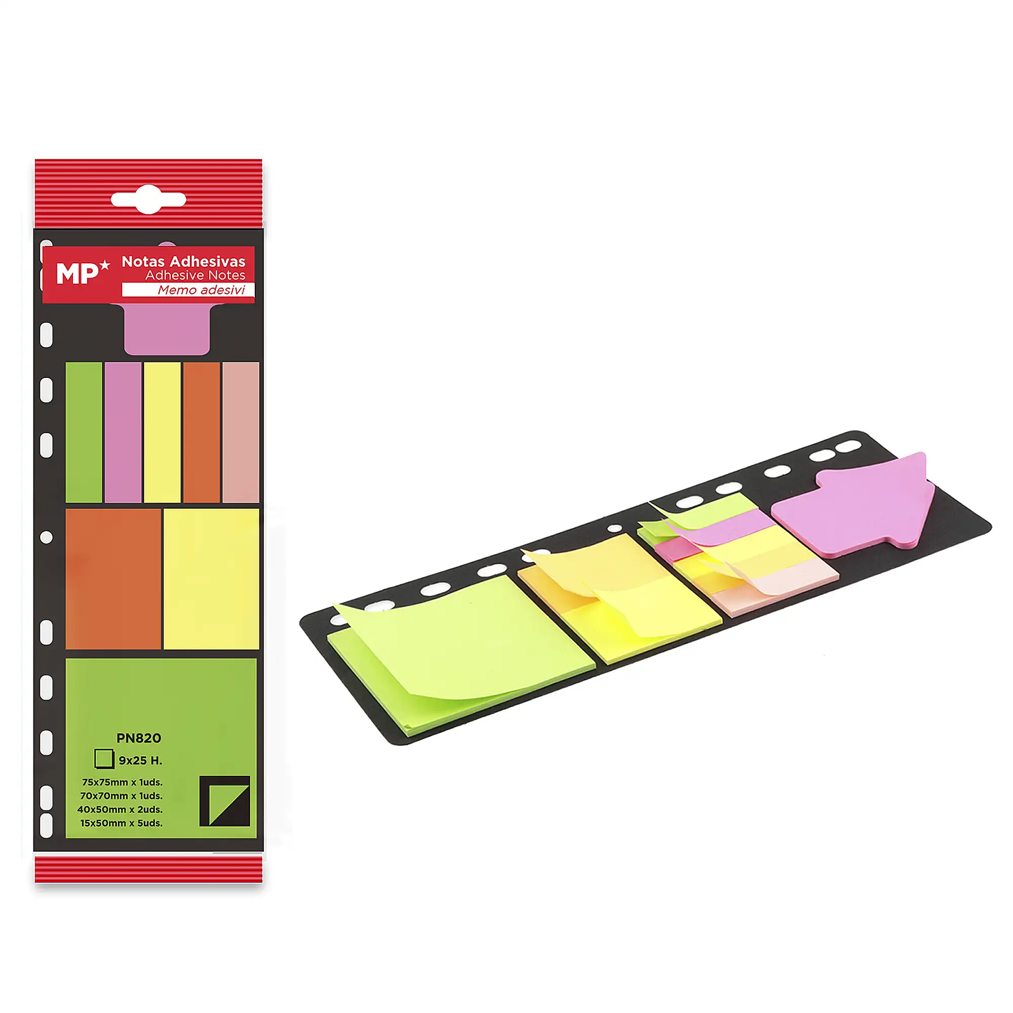 PACK 24 UNIDADES NOTAS ADHESIVAS PARA LAS CARPETAS 9 x 25 HOJAS