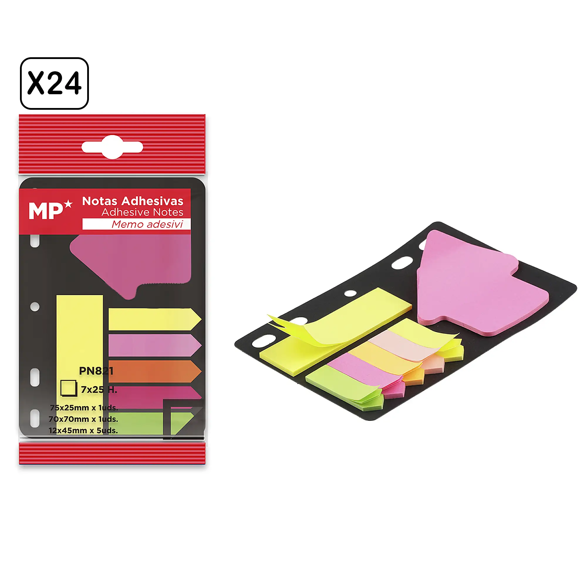 PACK 24 UNIDADES NOTAS ADHESIVAS PARA LAS CARPETAS 7 x 25 HOJAS