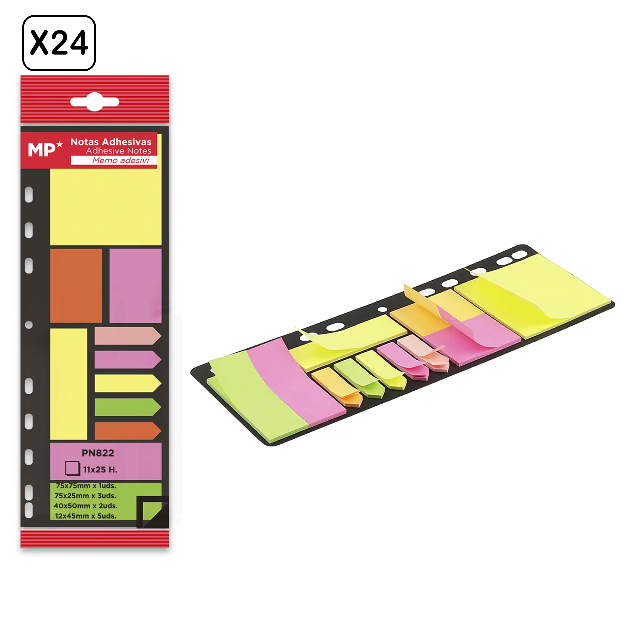 PACK 24 UNIDADES NOTAS ADHESIVAS PARA LAS CARPETAS 11 x 25 HOJAS