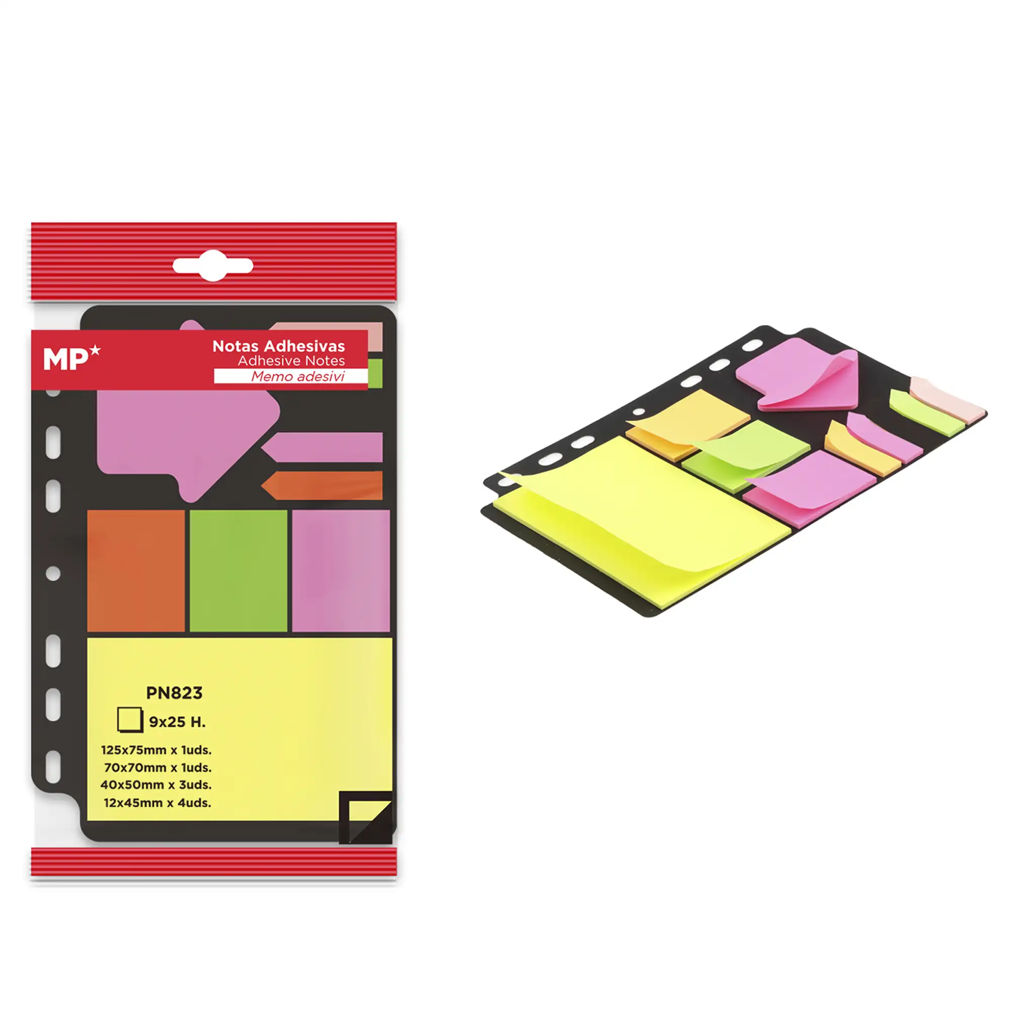 PACK 24 UNIDADES NOTAS ADHESIVAS 9 x 25 HOJAS