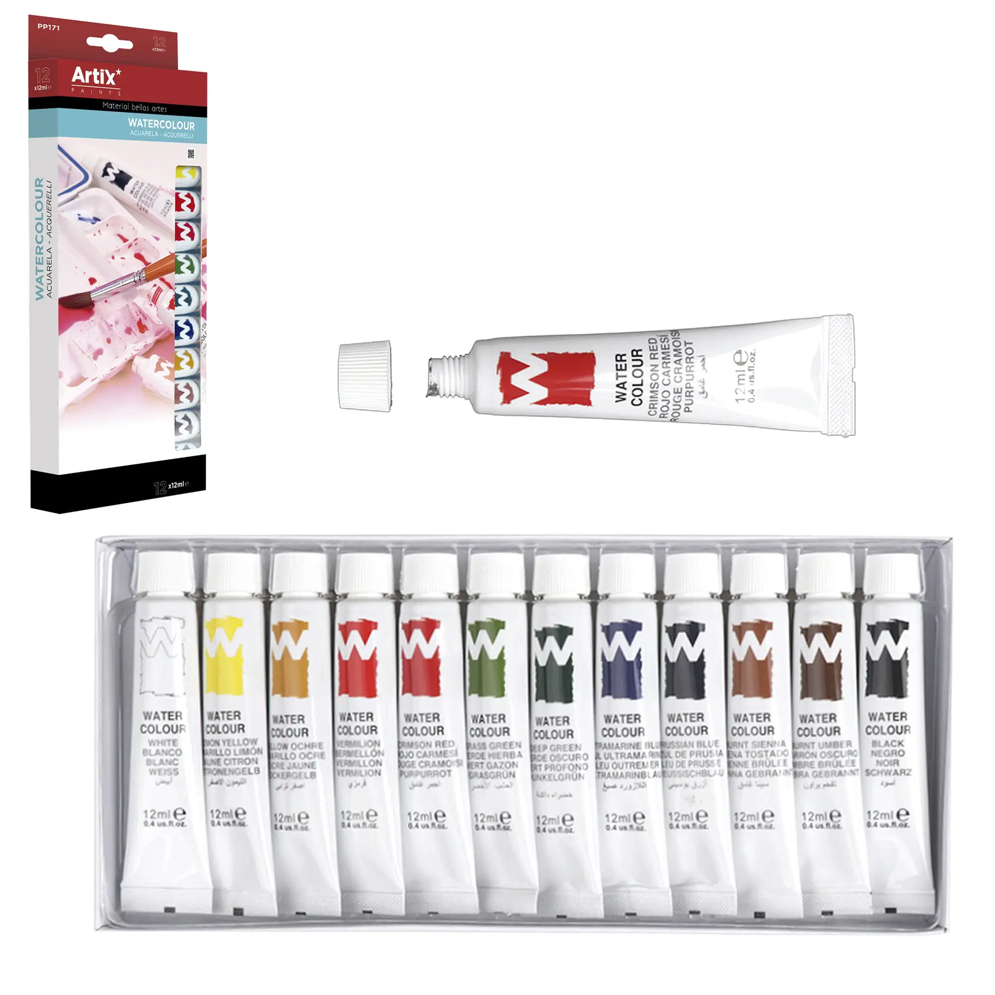 PINTURA ACUARELA 12 TUBOS x 12 ml