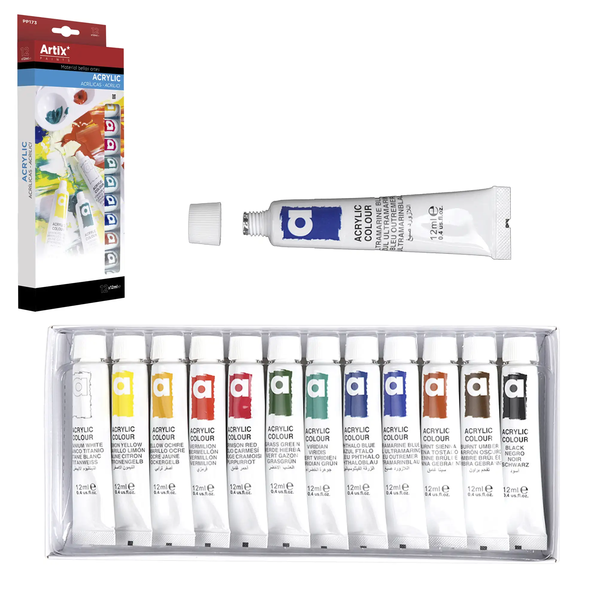 PINTURA ACRÍLICA 12 TUBOS