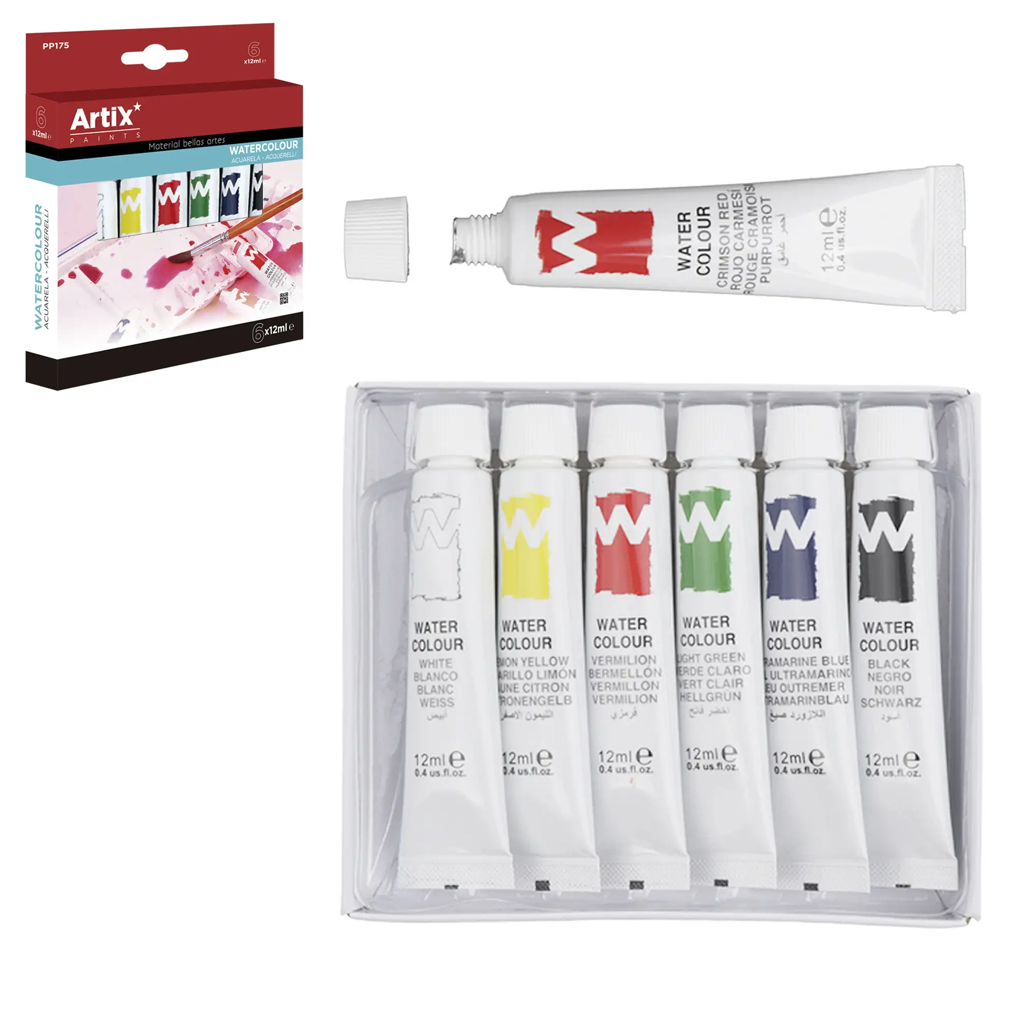PINTURA ACUARELA 6 TUBOS x 12 ml