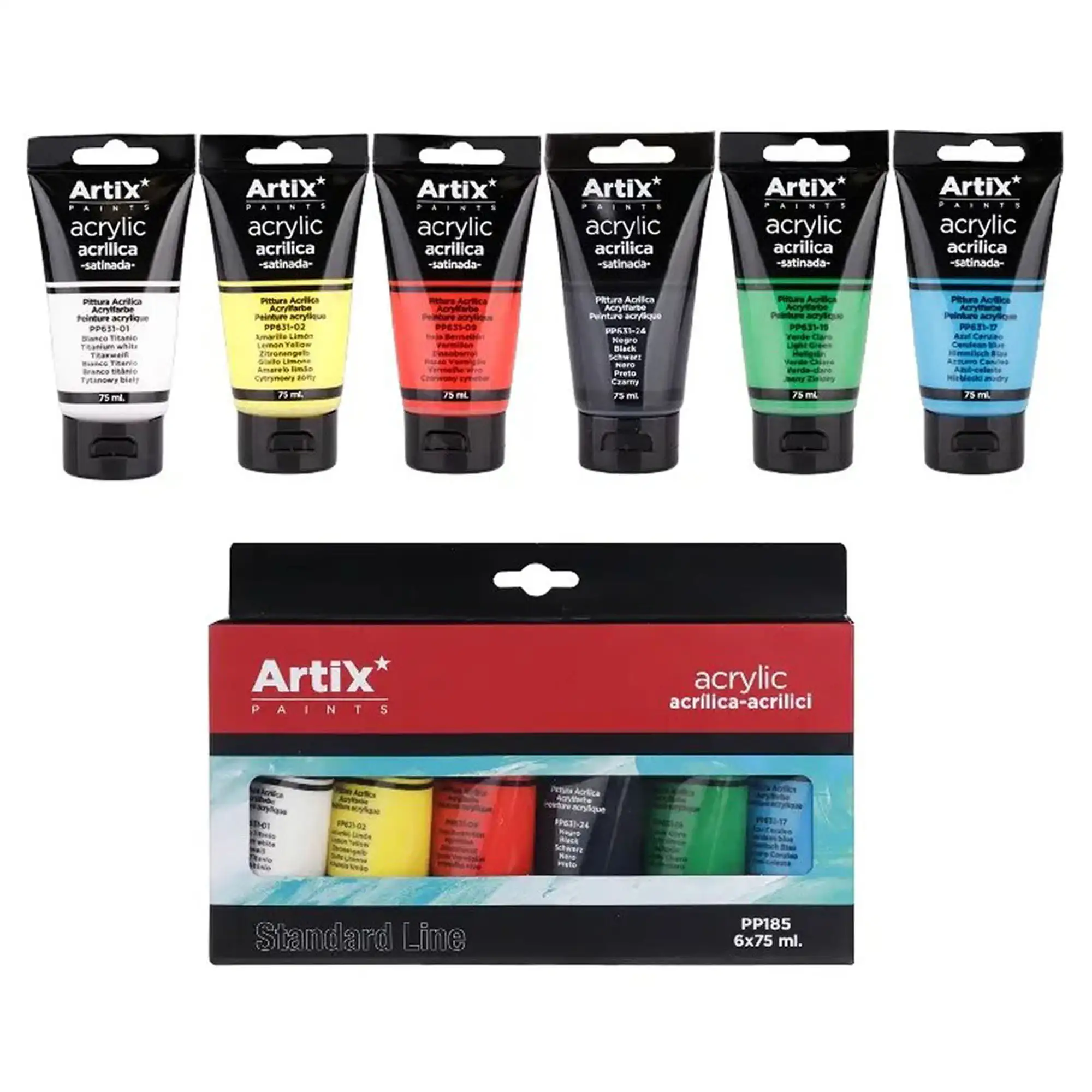 PINTURA ACRÍLICA 6 TUBOS 75 ml