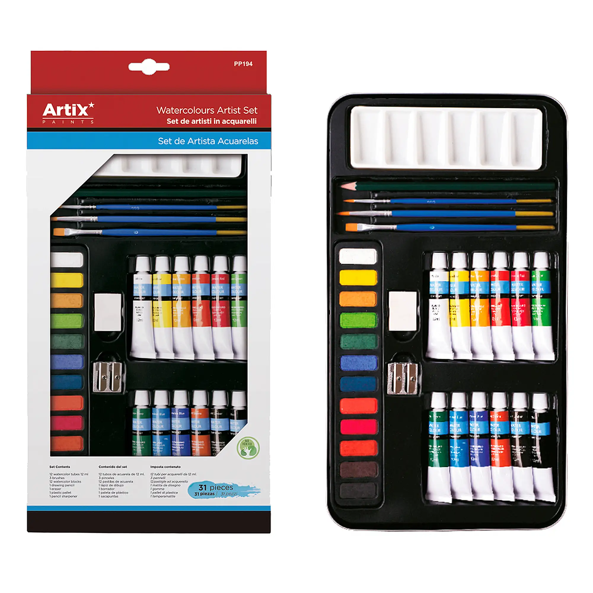 SET 31 PIEZAS PINTURA ACUARELA PROFESIONAL