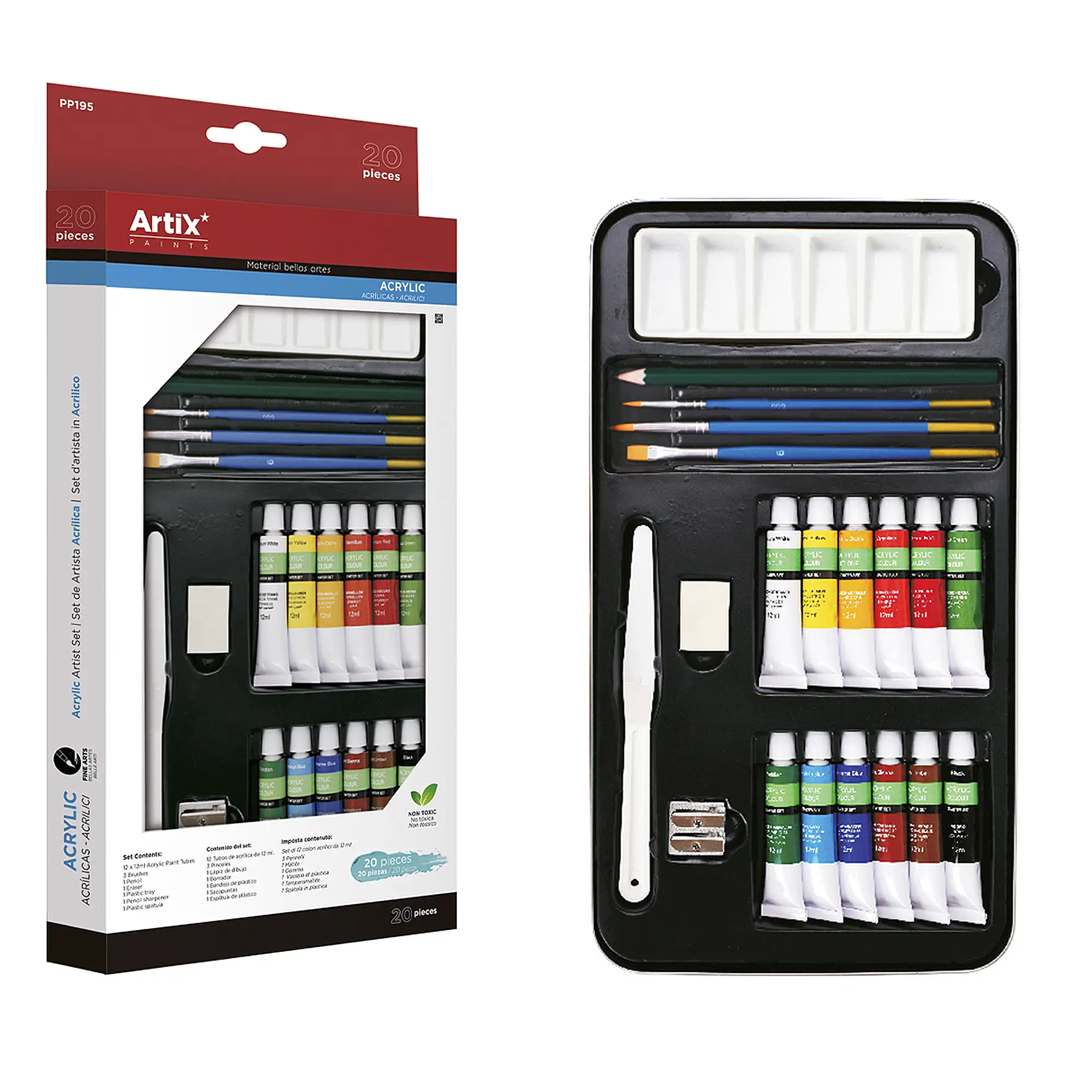 SET 12 COLORES PINTURA ACRÍLICA PROFESIONAL