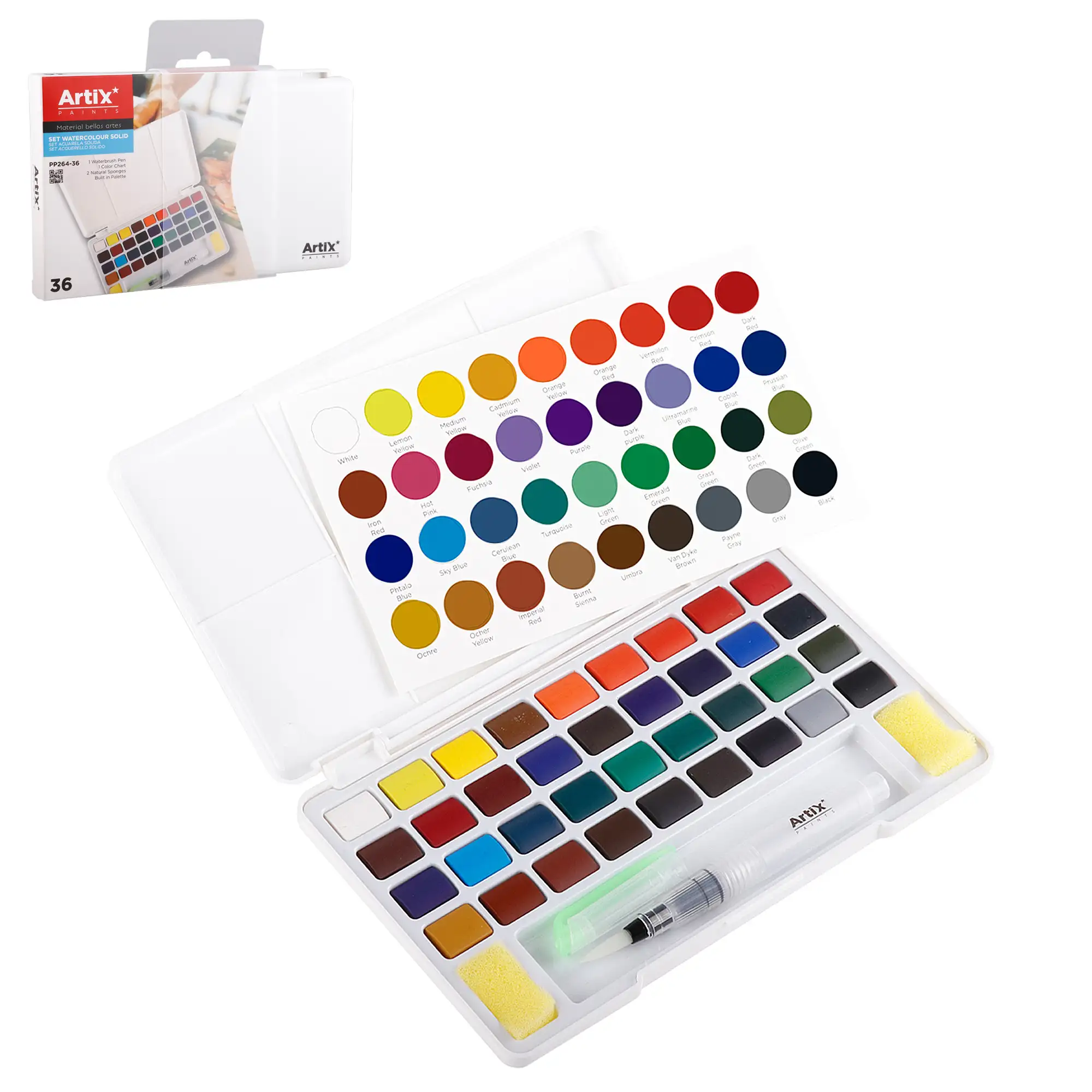 PINTURA ACUARELA SOLIDA 36 COLORES