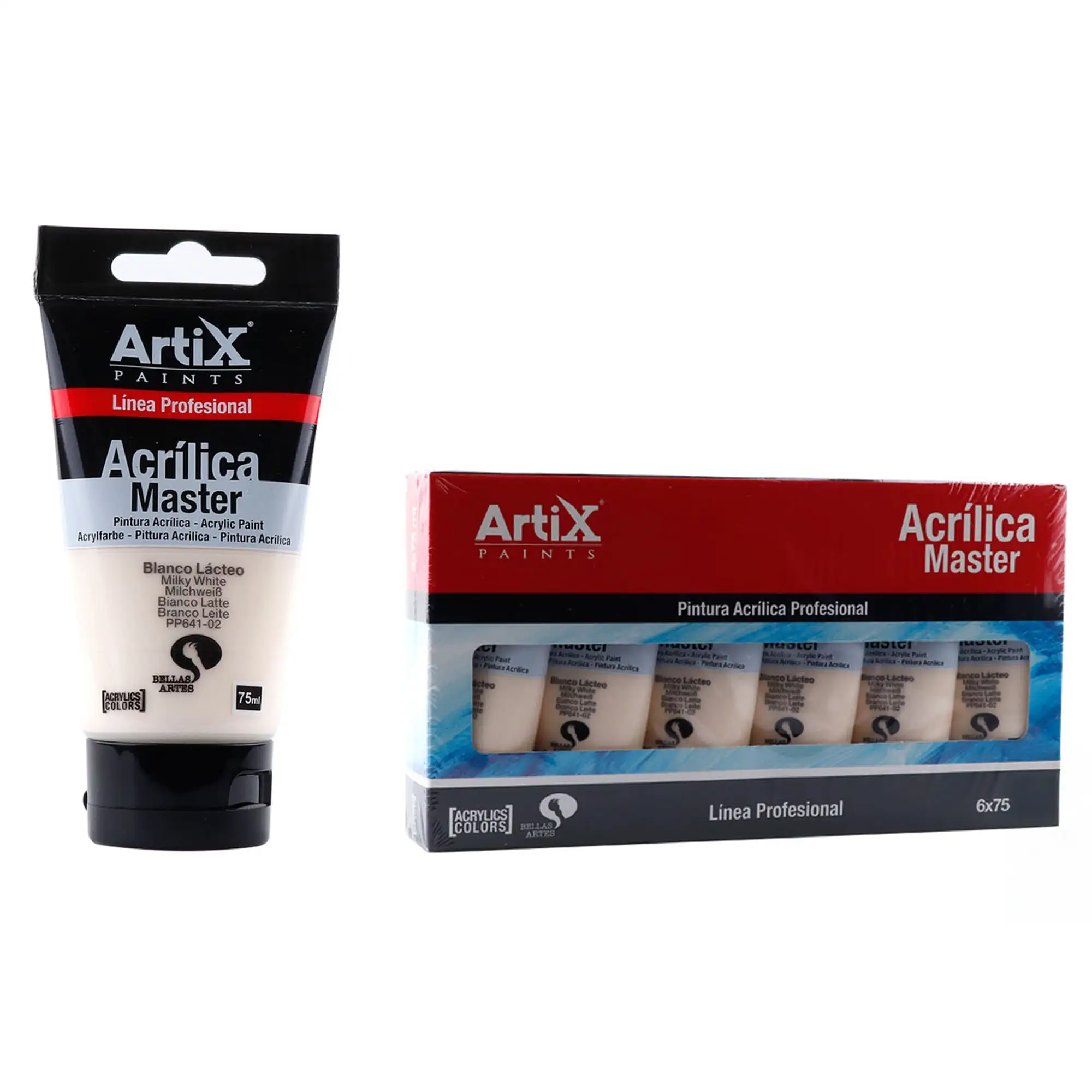 Pack 6 Uds. PINTURA ACRÍLICA EXPERT 75 ml BLANCO LÁCTEO
