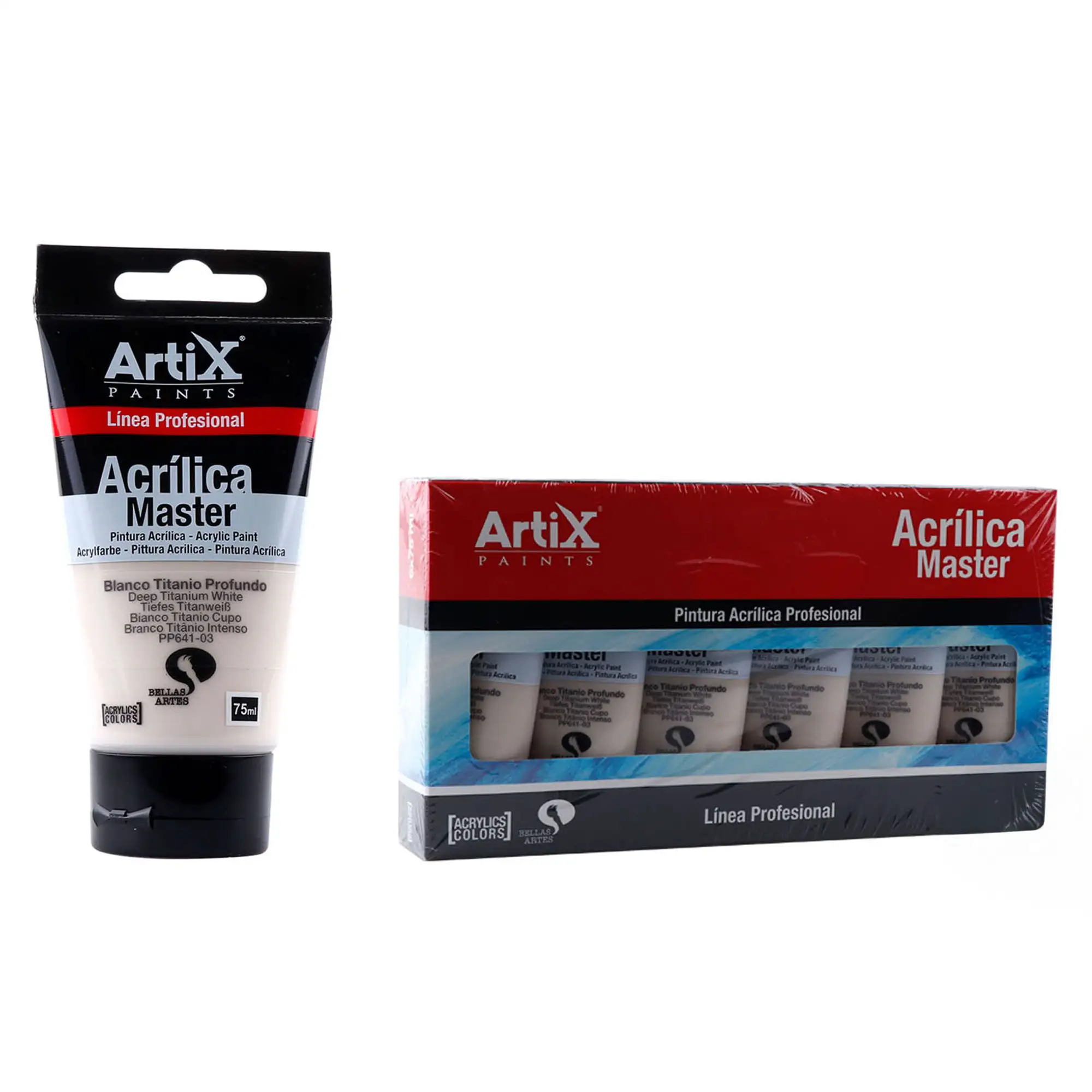 Pack 6 Uds. PINTURA ACRÍLICA EXPERT 75 ml BLANCO TITANIO